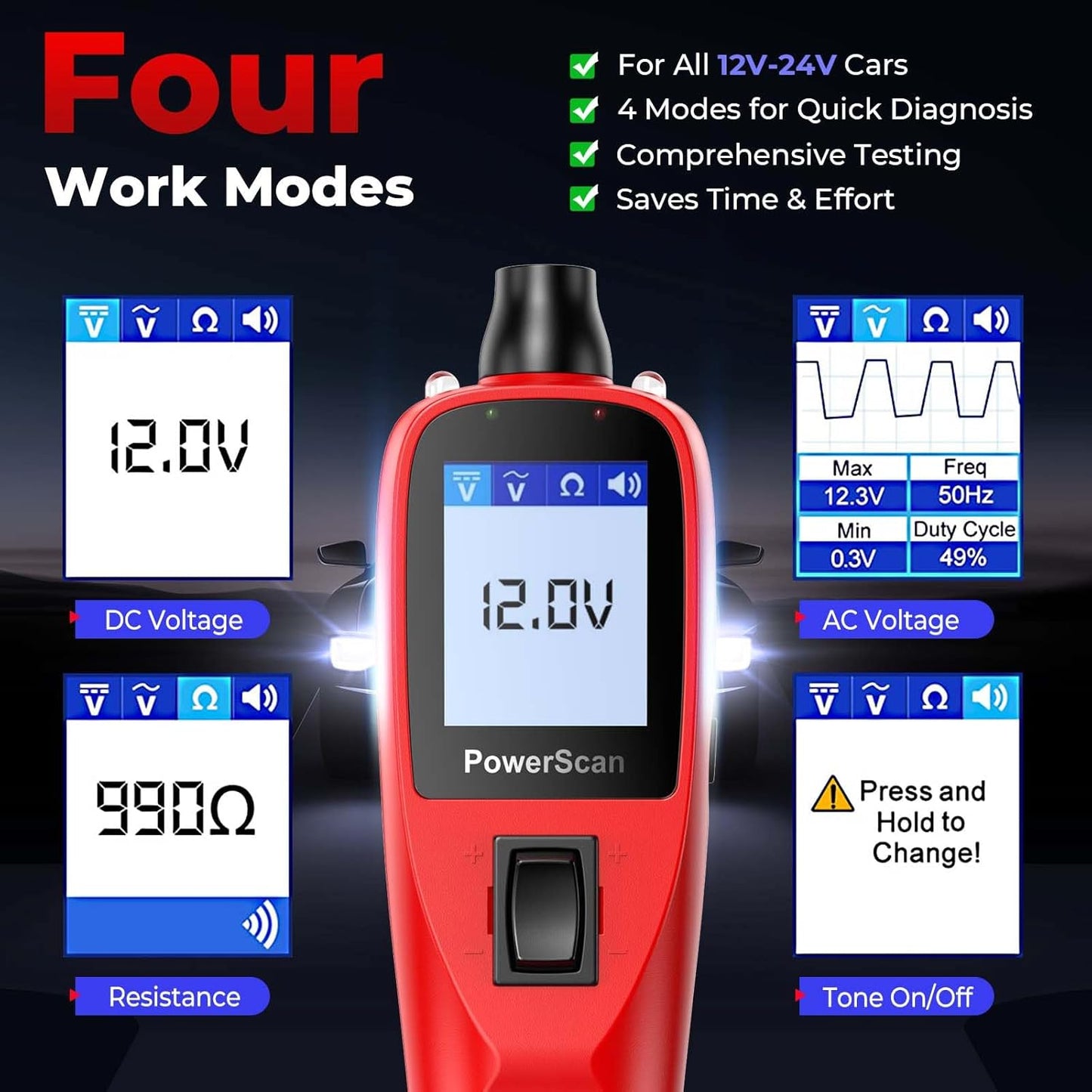 2025 Autel Circuit Tester, Power Circuit Probe Scan Tool, 12-24V Electrical Short Open Breaker Circuit Finder, Auto Circuit Tester, Digital Multimeter/Relay & Diode Resistance Tool Kit, 20FT Long Cord