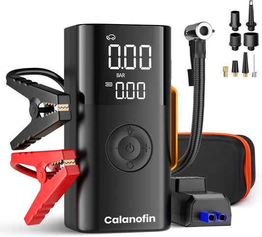 10-in-1 Jump Starter with Air Compressor, 5000A Portable Car Battery Booster for 10.0L Gas/8.0L Diesel, 150PSI Tire Inflator, Vacuum, Blower, Power Bank, LED Light, LCD Display, 12V Jump Box