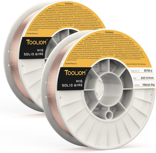 TOOLIOM ER70S-6 .035"(0.9 mm) Mild Steel MIG Solid Welding Wire on 10-Pound Spool 2PCS Compatible for TL-200M Pro TL-250M Pro