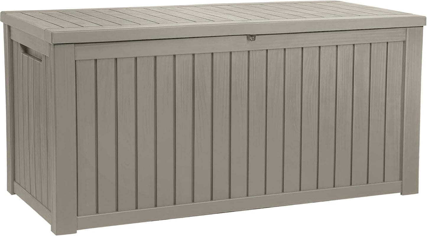 YITAHOME XXL 230 Gallon Large Outdoor Storage Deck Box for Patio Furniture, Outdoor Cushions, Garden Tools and Sports/ Pools Equipment, Weather Resistant Resin, Lockable (Taupe)