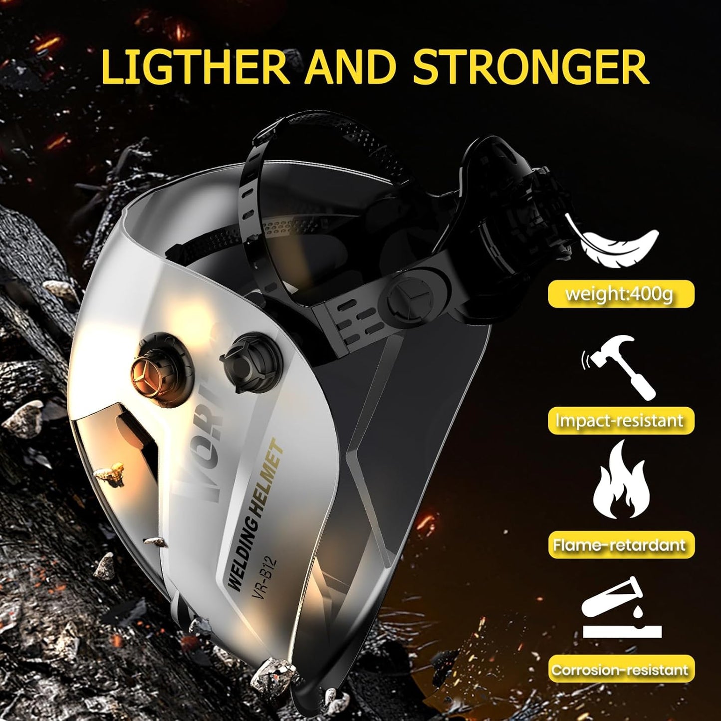 Welding Helmet Auto Darkening True Color Large Viewing, Welding Hood Solar/Battery Powered, Wide Shade 4/5-13 with 4 Arc Sensor, 1/1/1/1 Optical Clarity Welder Mask for TIG MIG Stick Cut Grind