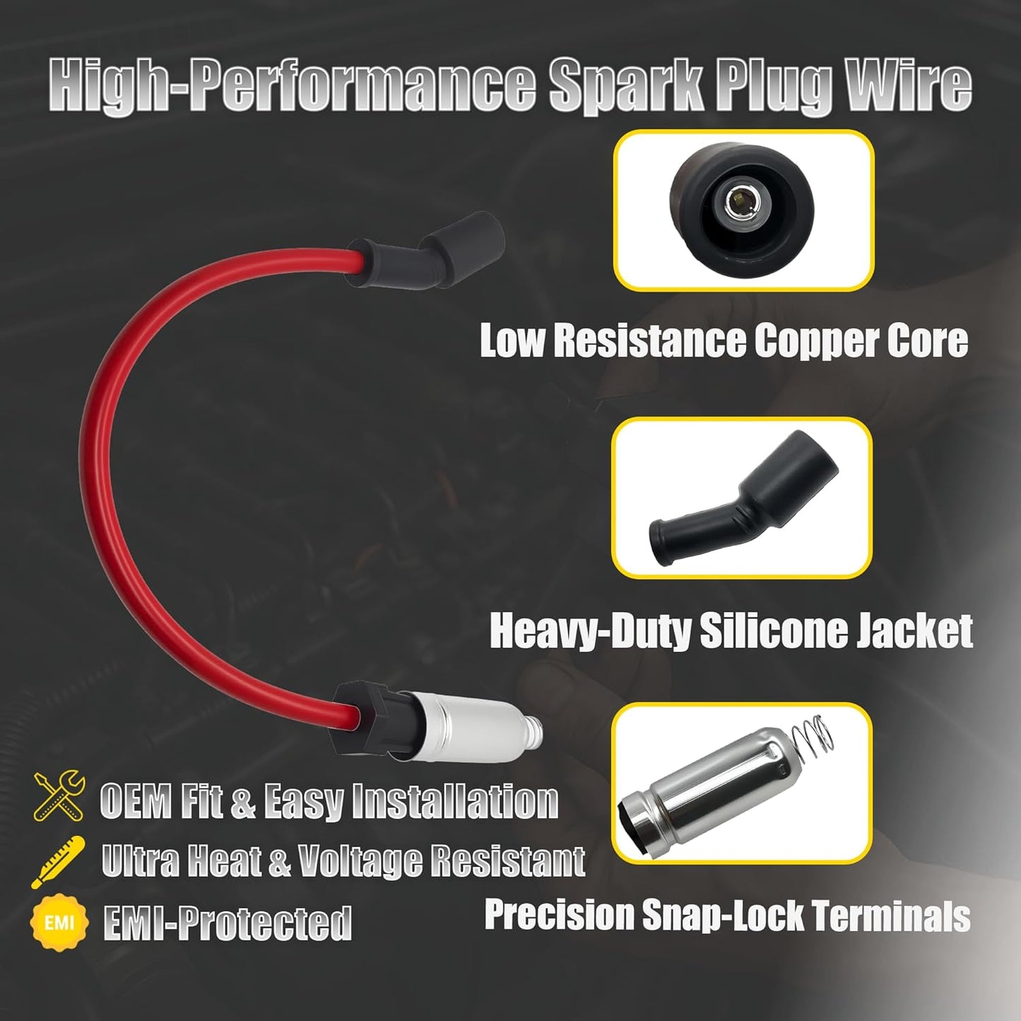 8PCS UF271 Square Ignition Coils Pack & Double Iridium Spark Plugs & Spark Plug Wires for Chevy Avalanche Express Silverado Suburban Tahoe GMC Savana Sierra Yukon Cadillac Escalade 4.8L 5.3L 6.0L D581