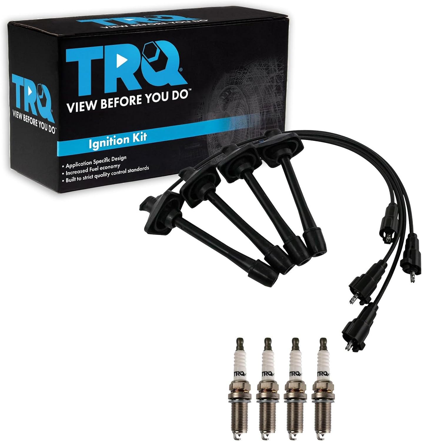 TRQ Ignition Kit Spark Plugs Wire Set Compatible with 2011-2019 Ford Fiesta