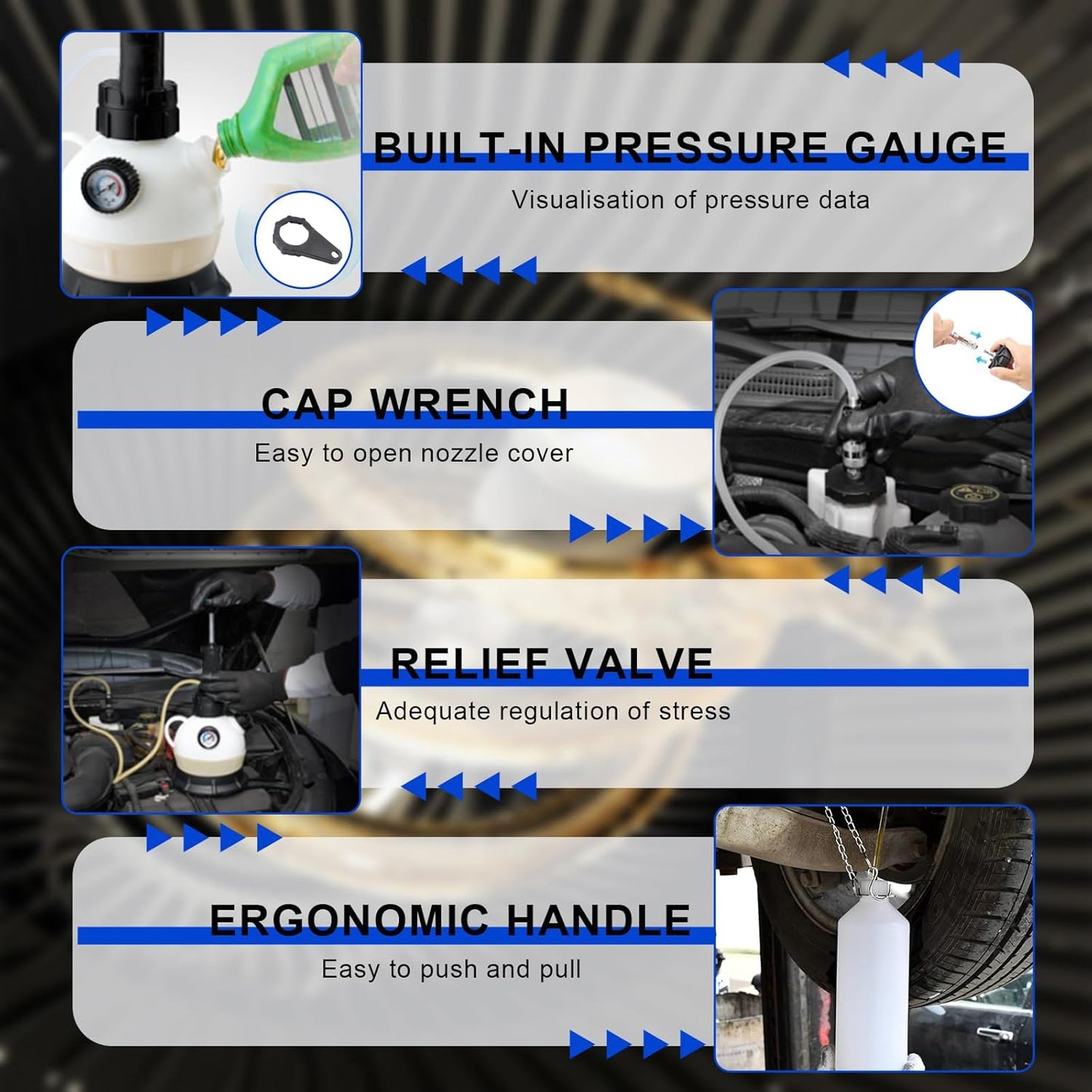 2L Manual Brake Bleeder Kit，Pressure Brake Bleeder Pump with 1L Brake Bleeder Bottle for Most Vehicles