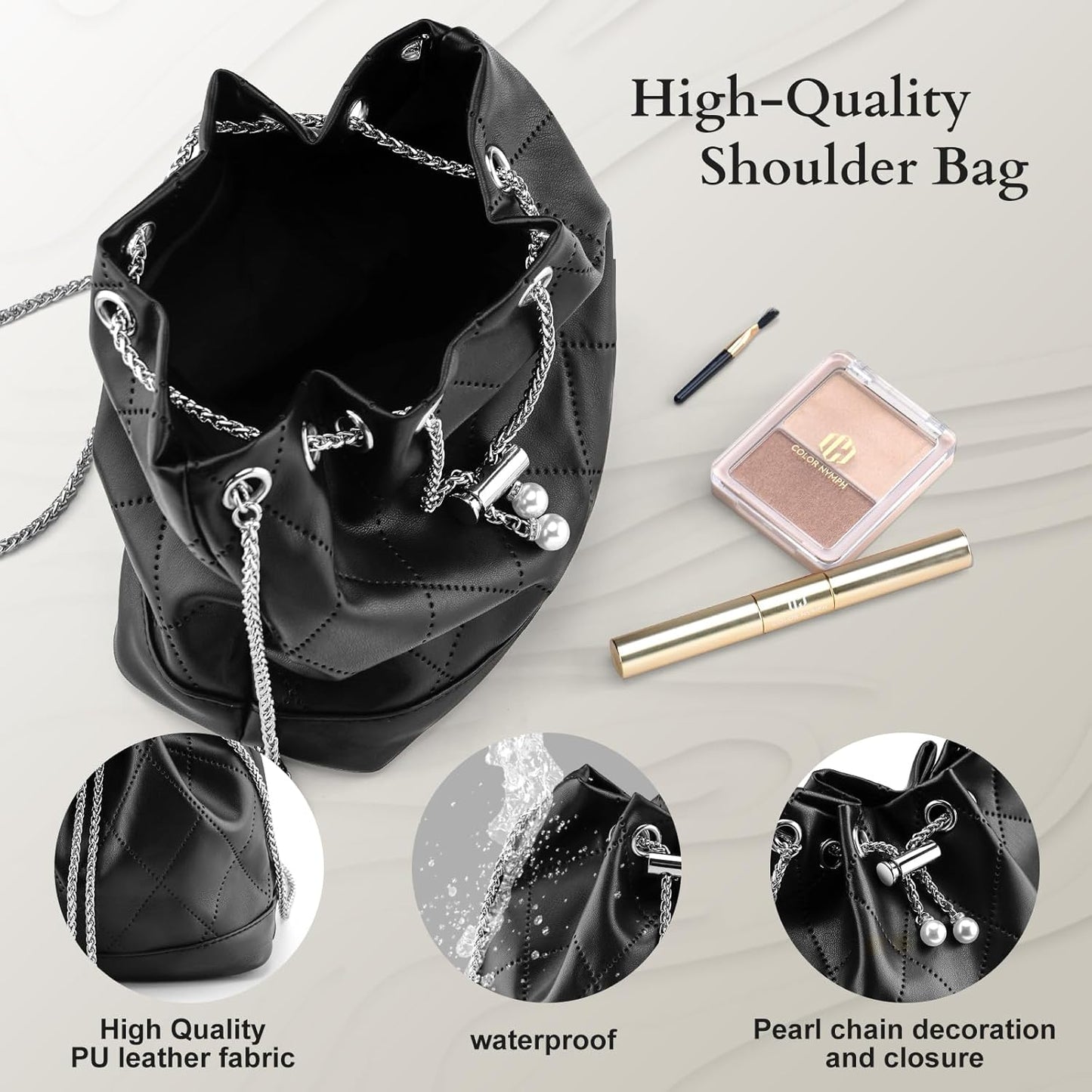 Color Nymph Makeup Set for Teens Girls with Cosmetic Bag, Full Face Makeup Kit For Women included 9 Color Eyeshadow Palette Concealer Liquid Blush Eyeliner Lipgloss