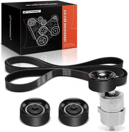 A-Premium Engine Serpentine Belt Drive Kit with Tensioner & Idler Pulley Compatible with Hyundai & Kia Cars - Sonata 2006-2010, Optima 2007-2010, Forte, Forte Koup, Forte5, Rondo, Magentis - 2.0L 2.4L
