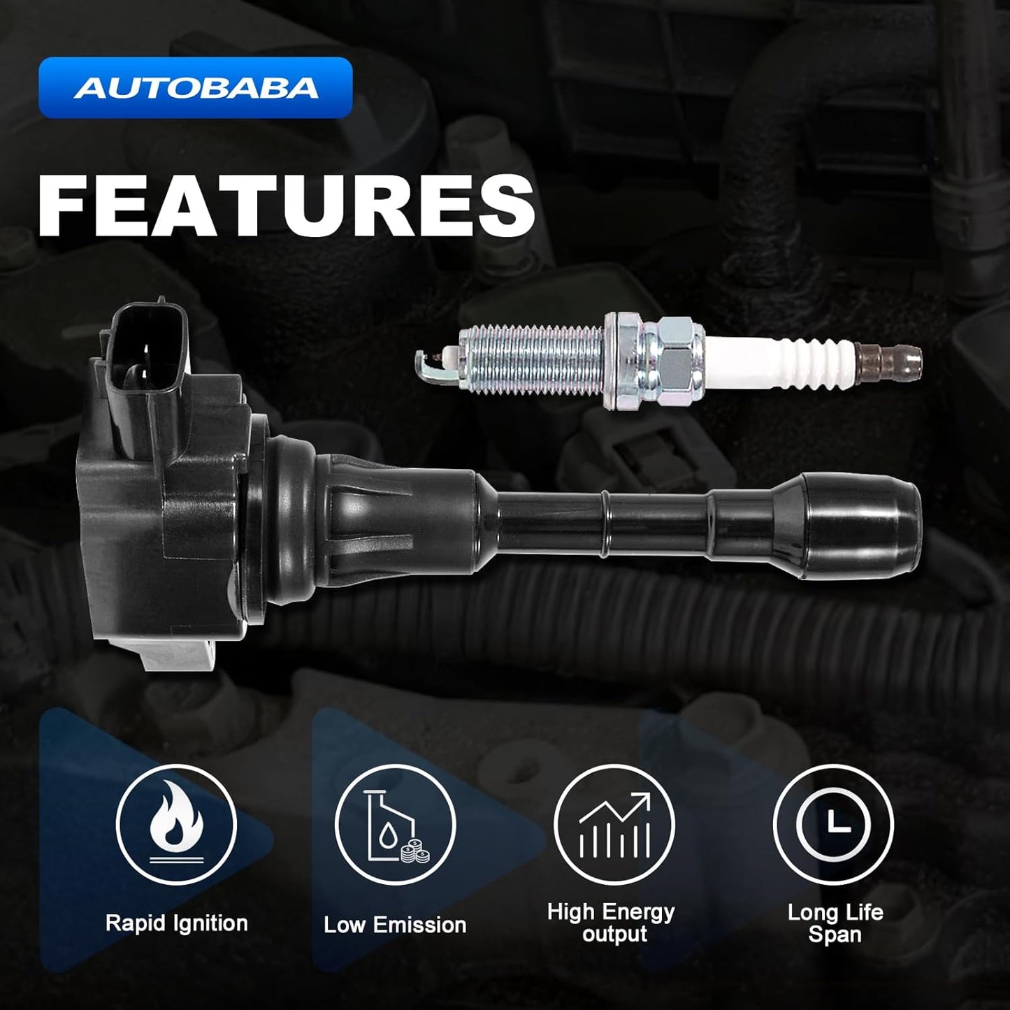 Set of 6 Ignition Coil Packs and Iridium Spark Plug Compatible with Nissan Infiniti Quest Maxima Pathfinder Murano Altima QX60 FX35 Q50 3.5L V6 Replace# UF550, 22448-JA10C, C1670