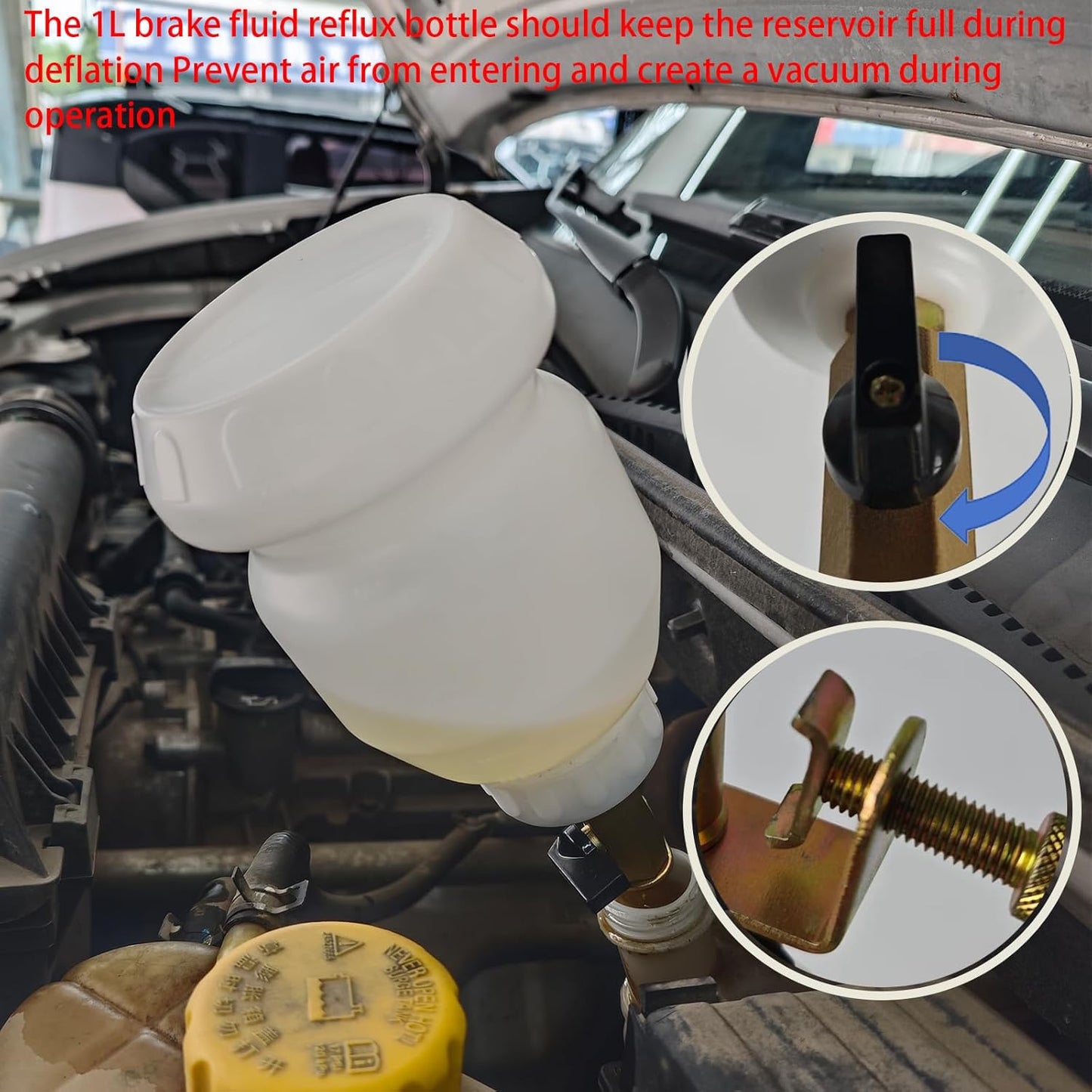 2L Vacuum Brake Bleeder - Vacuum Brake Bleeder Kit with Brake Fluid Extractor and 1L Refilling Bottle with Adapters