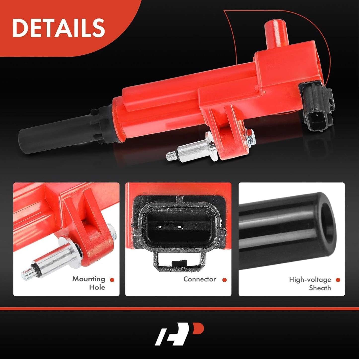 A-Premium 3 Red Ignition Coils with 3 Spark plug Wires Compatible with Dodge Durango, Nitro & Jeep Commander XK, Grand Cherokee WK, Liberty KK & Mitsubishi Raider & Ram Dakota, 1500, V6 3.7L 2009-2012