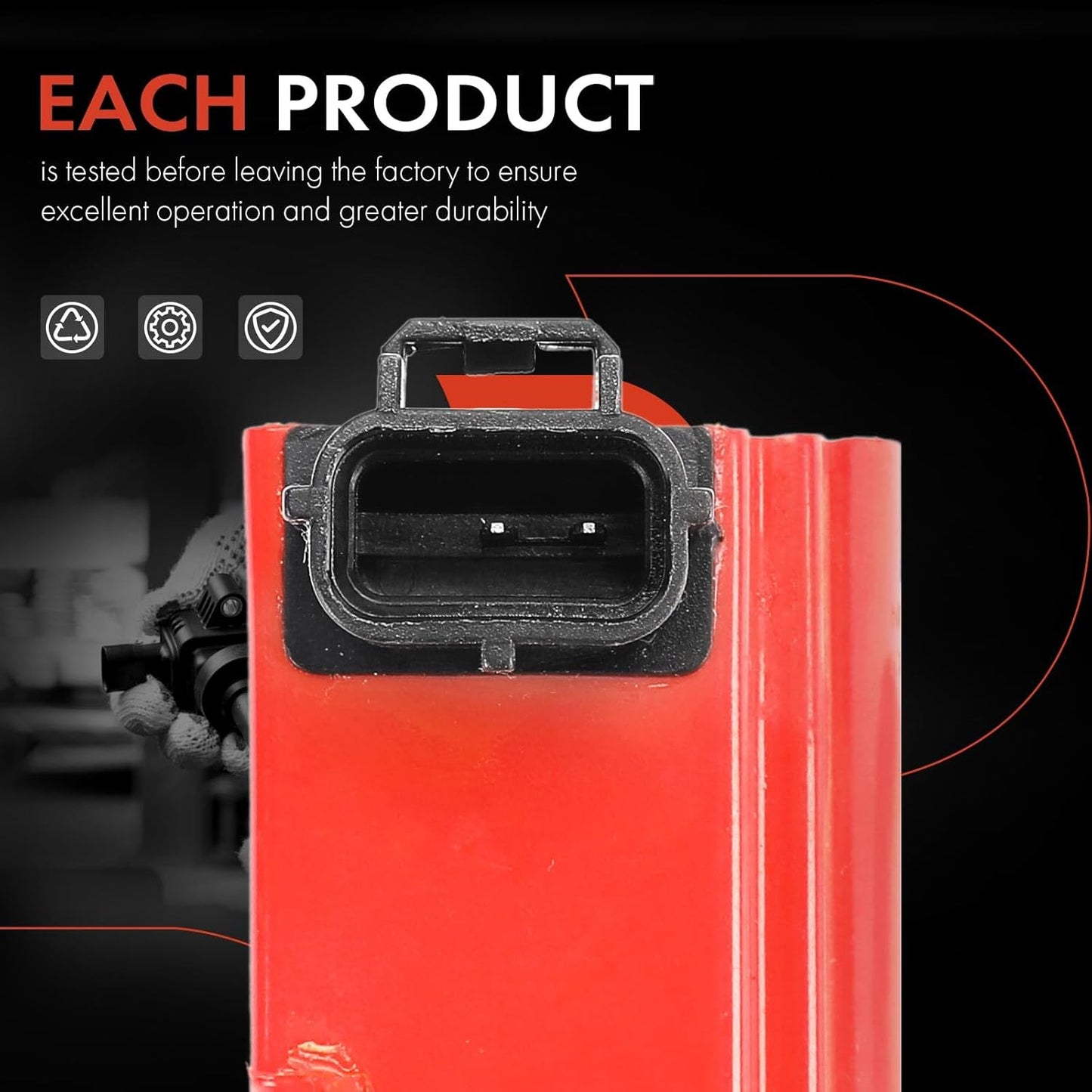 A-Premium (Red) Engine Ignition Coil Pack Compatible with Jeep & Dodge & Mitsubishi & Ram Models - Grand Cherokee 2009-2010, Liberty, Commander, Ram 1500, Durango, Nitro, Dakota, 3.7L, 3-PC Set