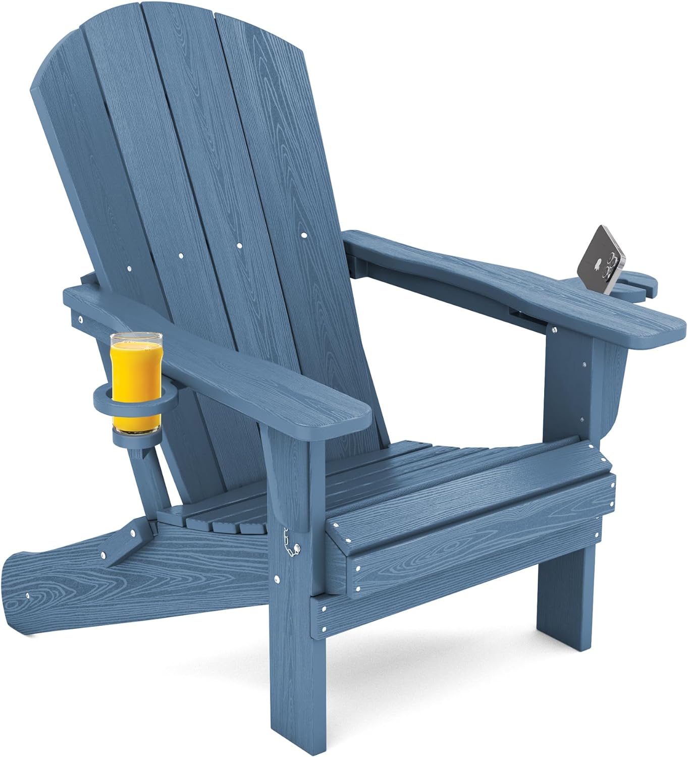 SERWALL Adirondack Chair with Cup Holders - Composite Adirondack Chairs Set of 8 HDPE Outdoor Chairs All Weather Use- Brown