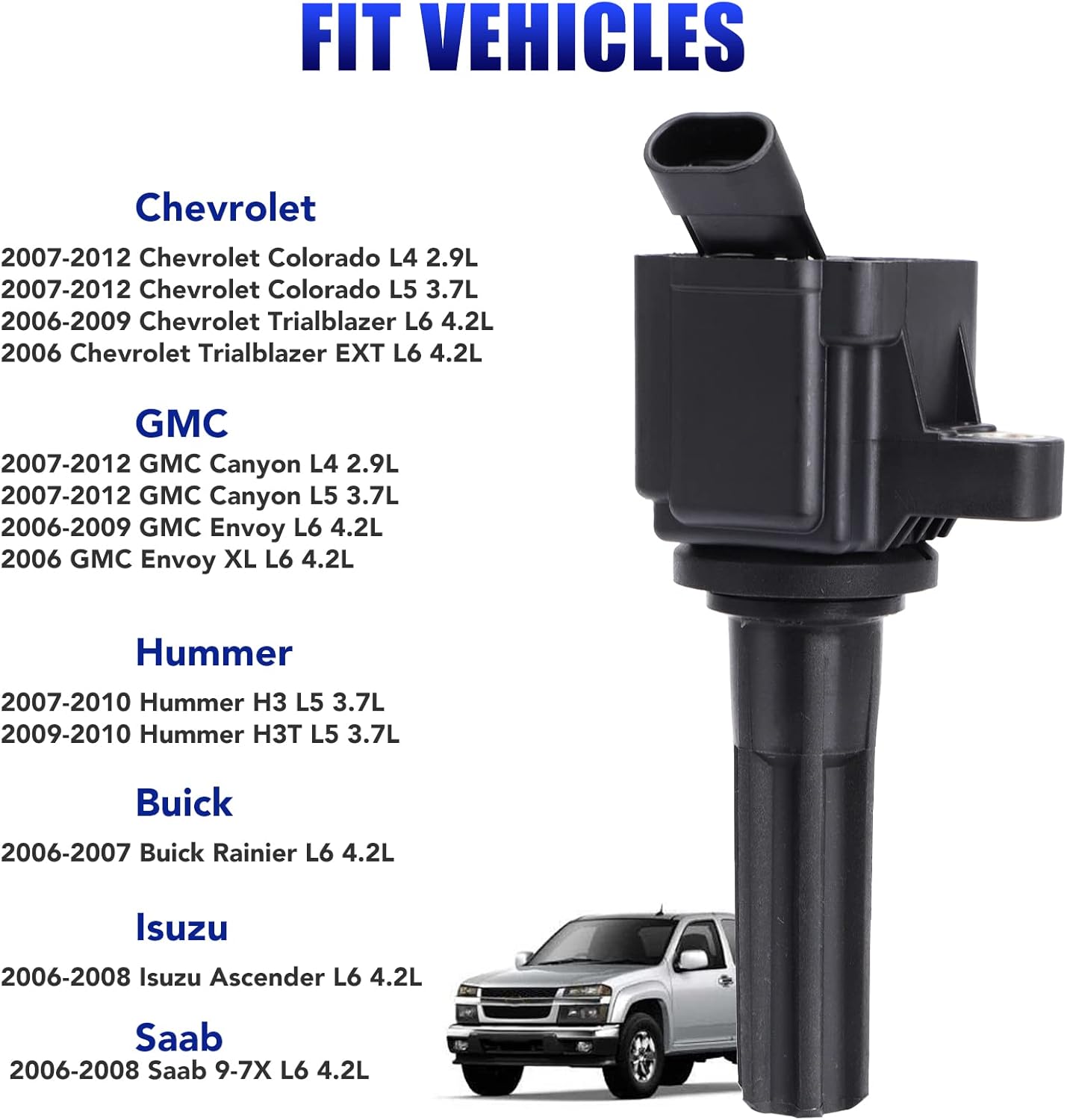 Set of 6 Ignition Coil Fits for 2006 2007 2008 2009 Chevy Trailblazer GMC Envoy Coil Pack 4.2 L6 Replaces UF497 C1558