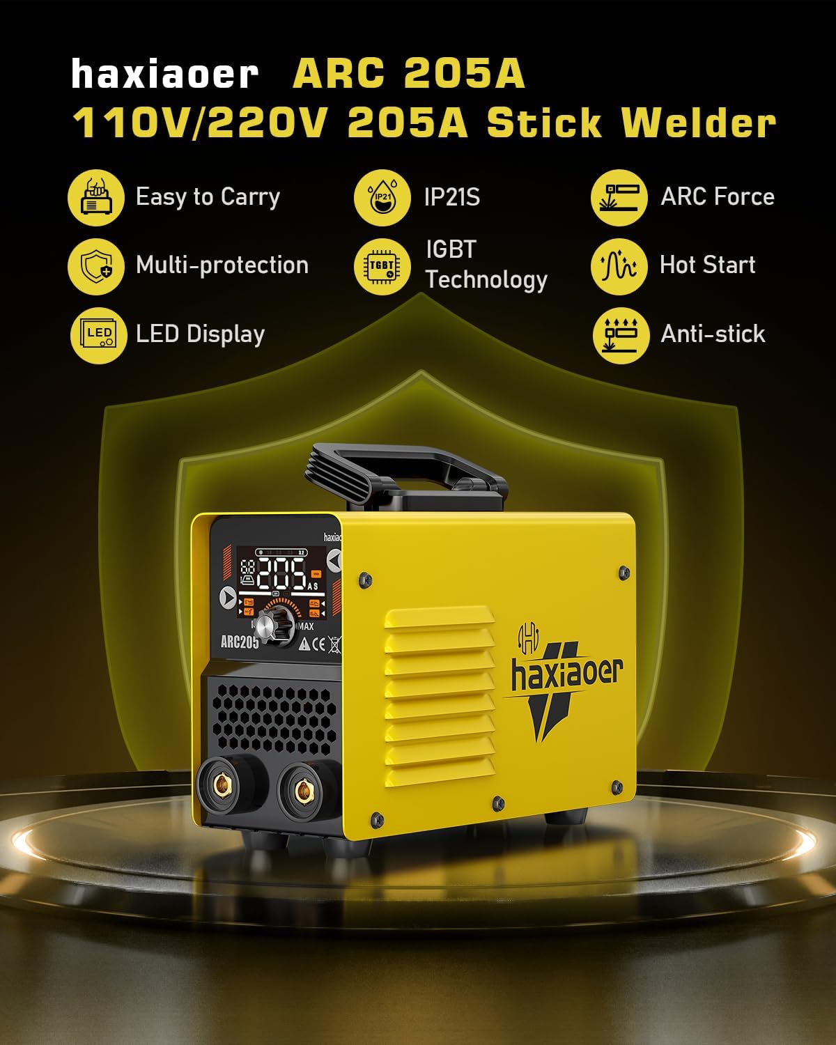 Actual 205A Stick Welder, [Friendly Large LED Dispaly] Synergy 2 In 1 MMA/Lift TIG Welding Machine Dual Voltage ARC Welder Kit 110V/220V with ARC Force, Hot Start, VRD and 10 Welding Rods
