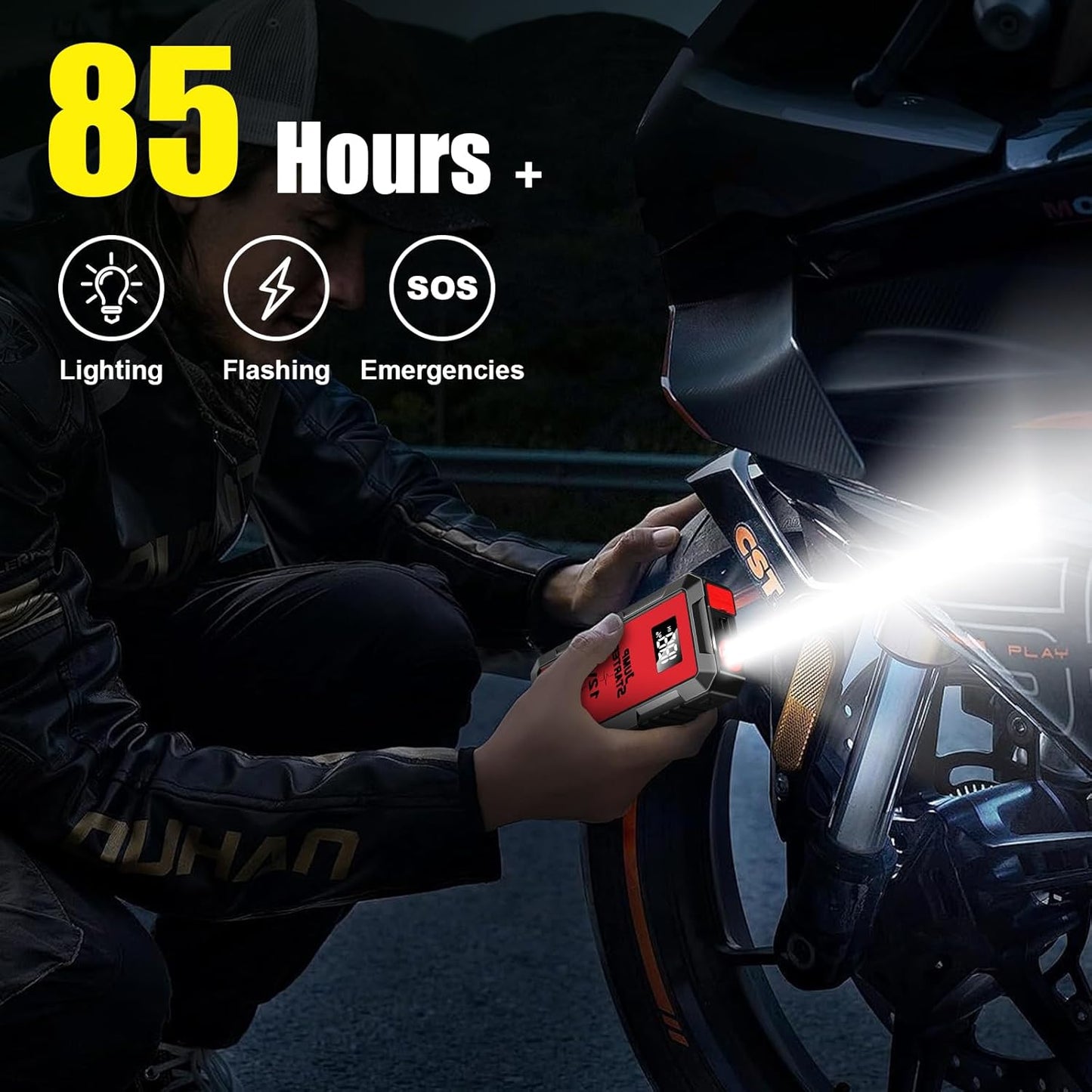 Car Jump Starter 6000A, 12V Jump Starter Battery Pack (All Gas,up to 10.0L Diesel Engine) Jumper Cables Portable Lithium Jump Box, USB Output and LED Light