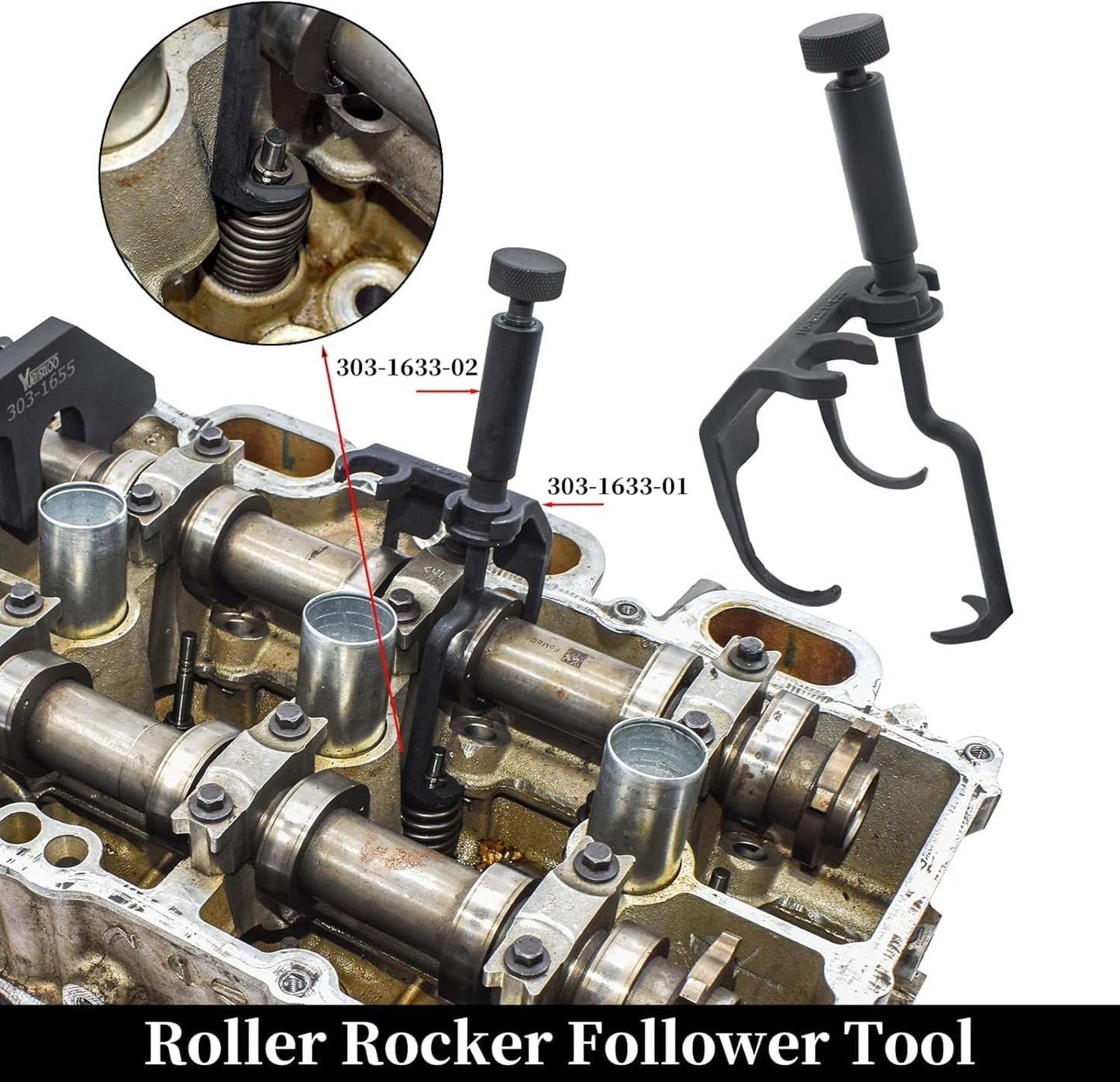 303-1655 303-1633 Engine Camshaft Alignment Tool, Compatible with Ford 3.5L EcoBoost V6 Upgraded F-150 Lincoln Navigator, with Camshaft Roller Follower to Remove Install Roller Rocker Follower, RT11