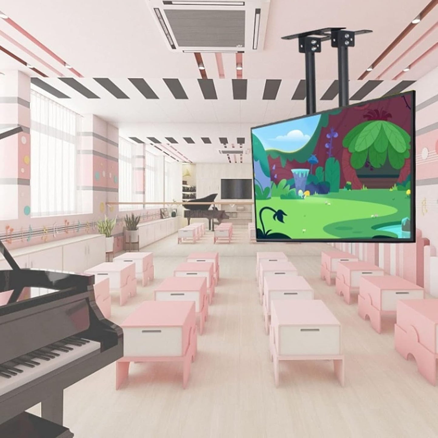 Ceiling Tv Mount Bracket, Double Rod Support Telescopic Height Adjustment Tv Stand for 60-100 Inch Tvs,11.6m