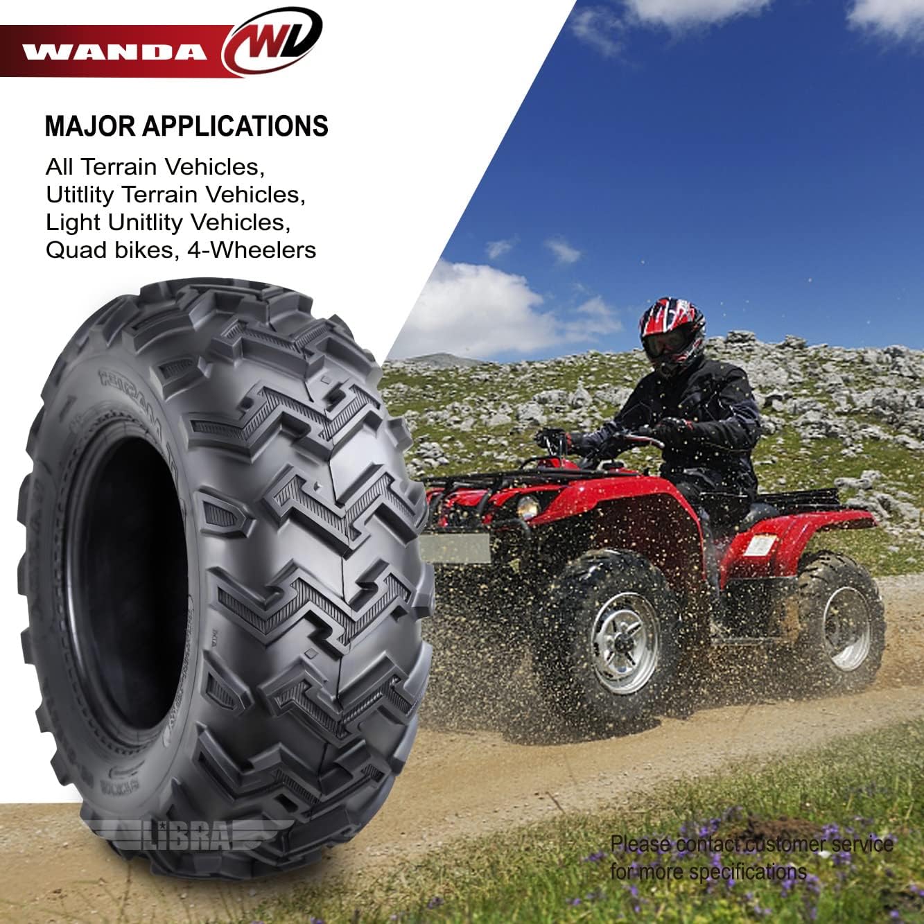 WANDA Set of 4 ATV UTV Tires 22x8-10 Front & 22x11-10 Rear 4PR