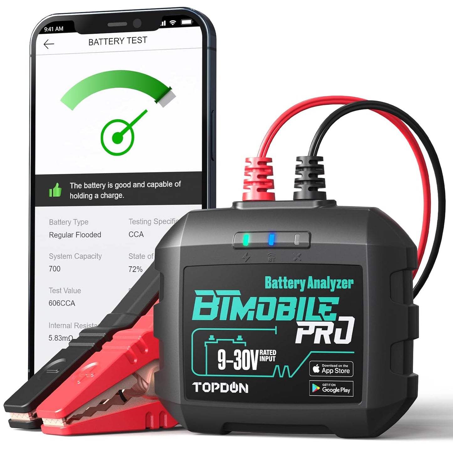 Car Battery Tester 12v, TOPDON Wireless Battery Load Tester 100-2000 CCA, BTMobile PRO Battery Monitor Cranking & Charging Tester Automotive Battery Analyzer, Bluetooth Alternator Load Tester