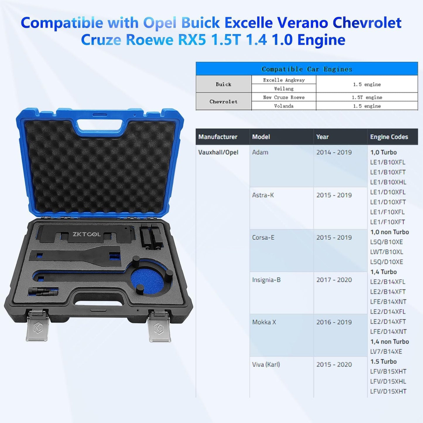ZKTOOL EN-51367 EN-51298 EN-51632 Engine Camshaft Locking Alignment Timing Tool Compatible with Buick Excelle Weilang Chevrolet Cruze Roewe RX5 1.5T,1.4,1.0 Engine