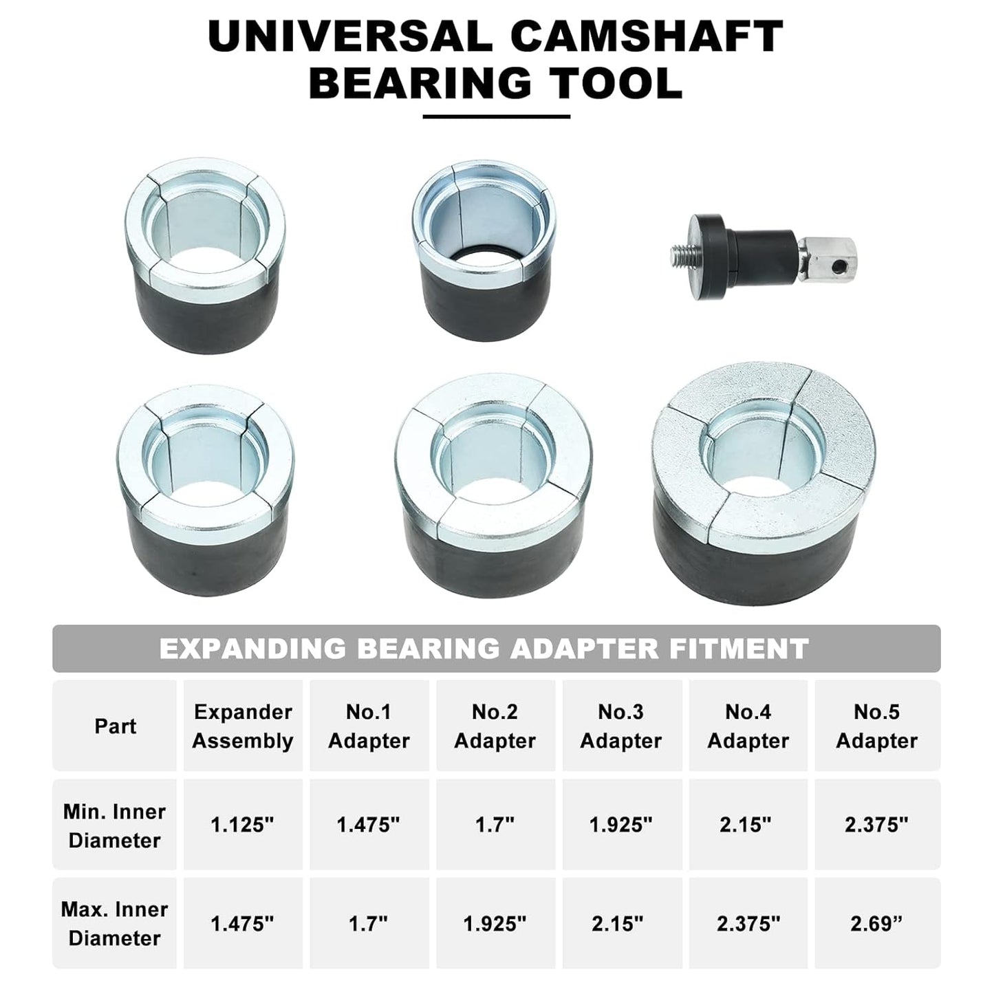 Universal Cam Bearing Removal and Installation Tool Set Camshaft Bearing Ranging from 1.125" to 2.690" for Most Domestic and Import Vehicle Trucks