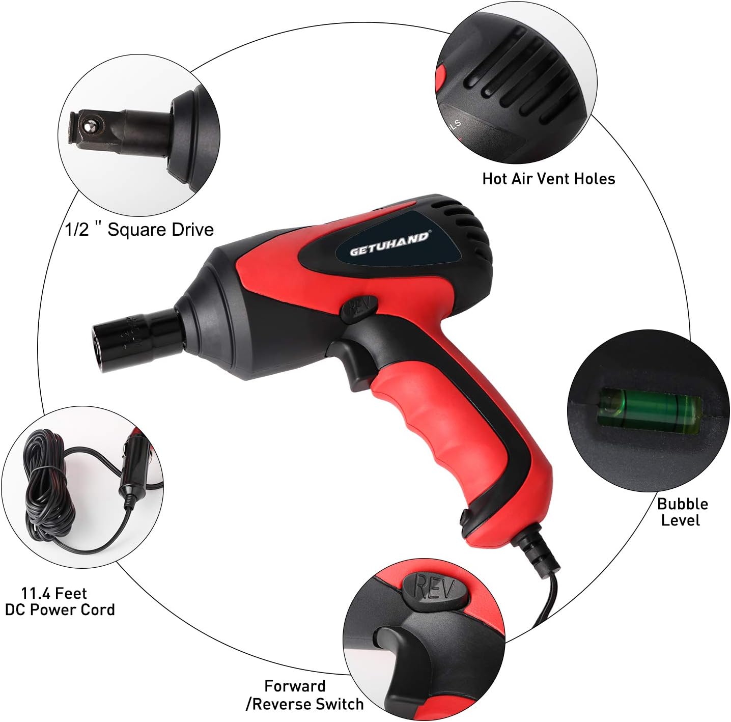 Car Impact Wrench 1/2 Inch & 12 Volt Portable Electric Impact Wrench Kit, Tire Repair Tools with Sockets and Carry Case