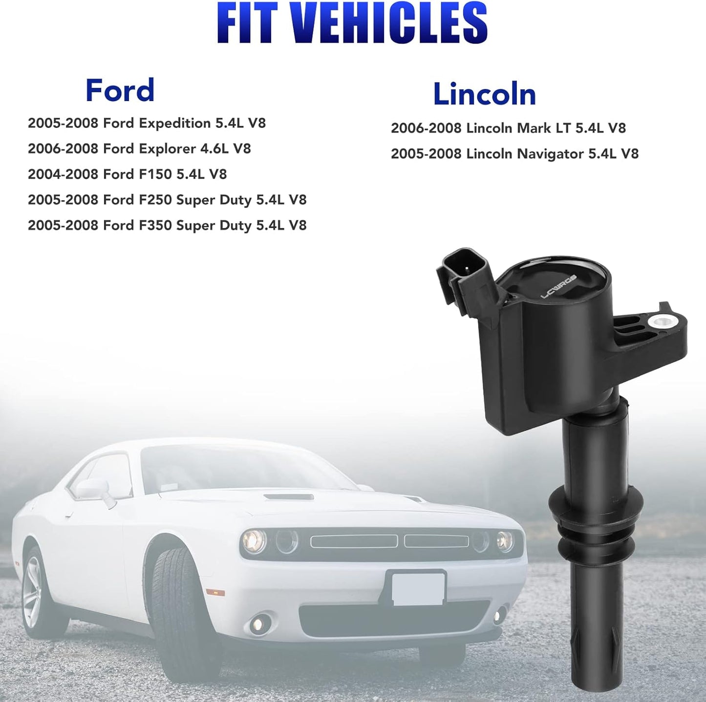 Set of 8 Ignition Coil Pack and Spark Plugs Fits for 2004 2005 2006 2007 2008 Ford F150 F-150 F250 F350 Explorer Expedition Lincoln Mark LT Navigator 5.4 V8 DG511 FD508 SP546