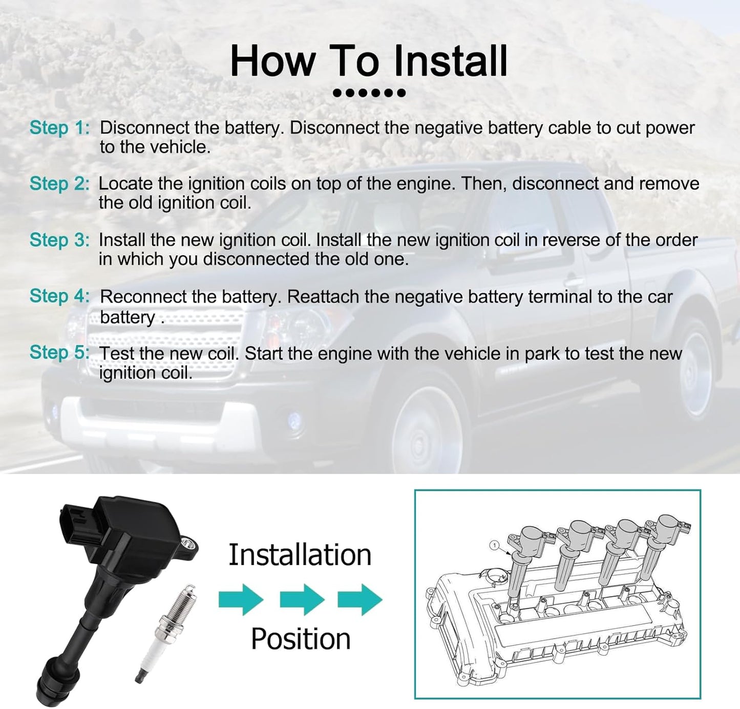 Set of 4 UF350 Ignition Coil Pack/4505 Spark Plugs(2.5L L4 Only) For Nissan Altima 2002 2003 2004 2005 2006,Sentra X-Trail 2002 2003 2004 2005 2006 2007 2008,X-Trail 2010 2011 2012 2013 224488H315