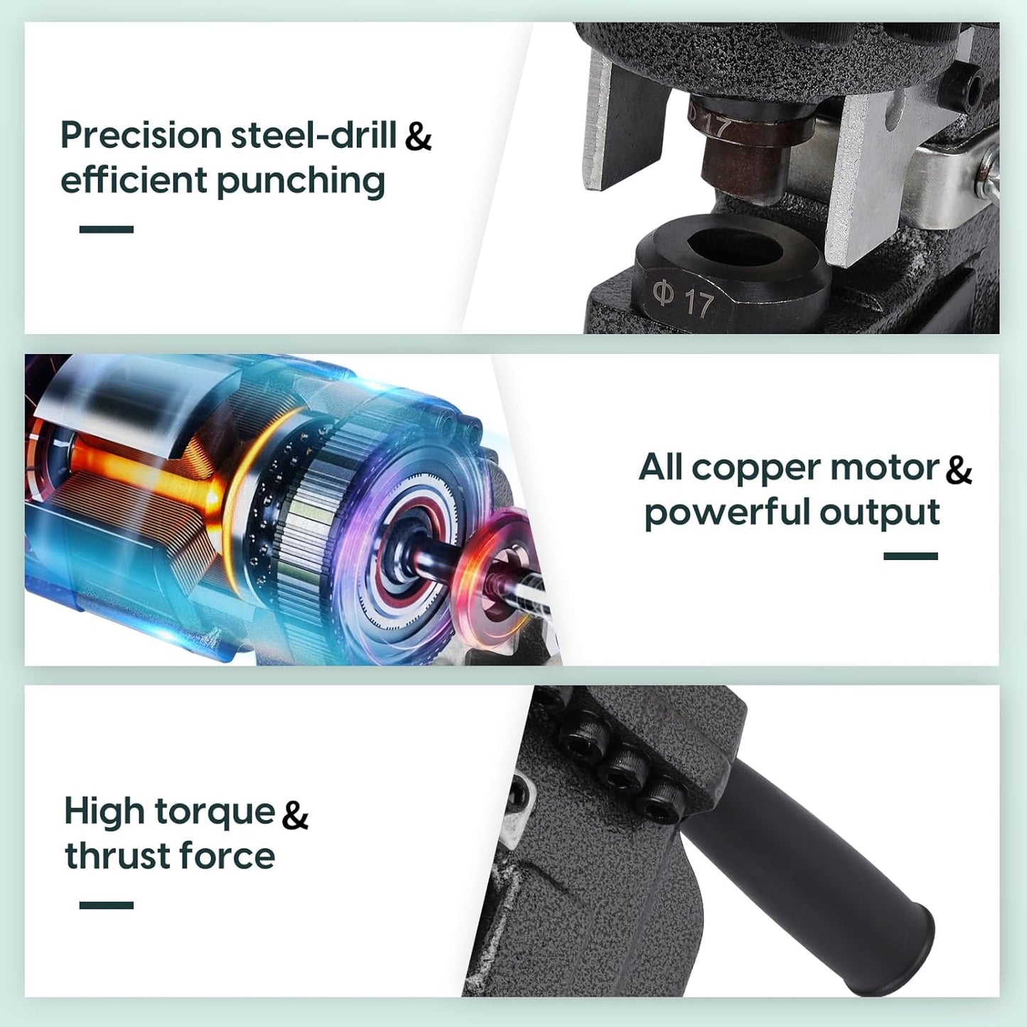 1300W Electric Hydraulic Hole Puncher, 110V Steel Punch Machine, Electric Hydraulic Hole Punch with Die Φ1/4" 3/8" 1/2" 11/16" 4/5", Angle Steel Punching Tool for Iron Aluminum Copper Plate