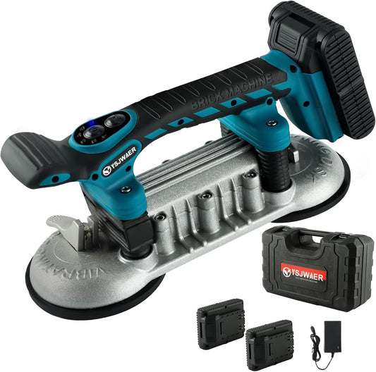 Tile Installation Tool Vibration Machine - YSJWAER Double Suction Cup Vibrator Handheld Tiling Leveling Laying 12000mAh 24000r/min 6 Speeds