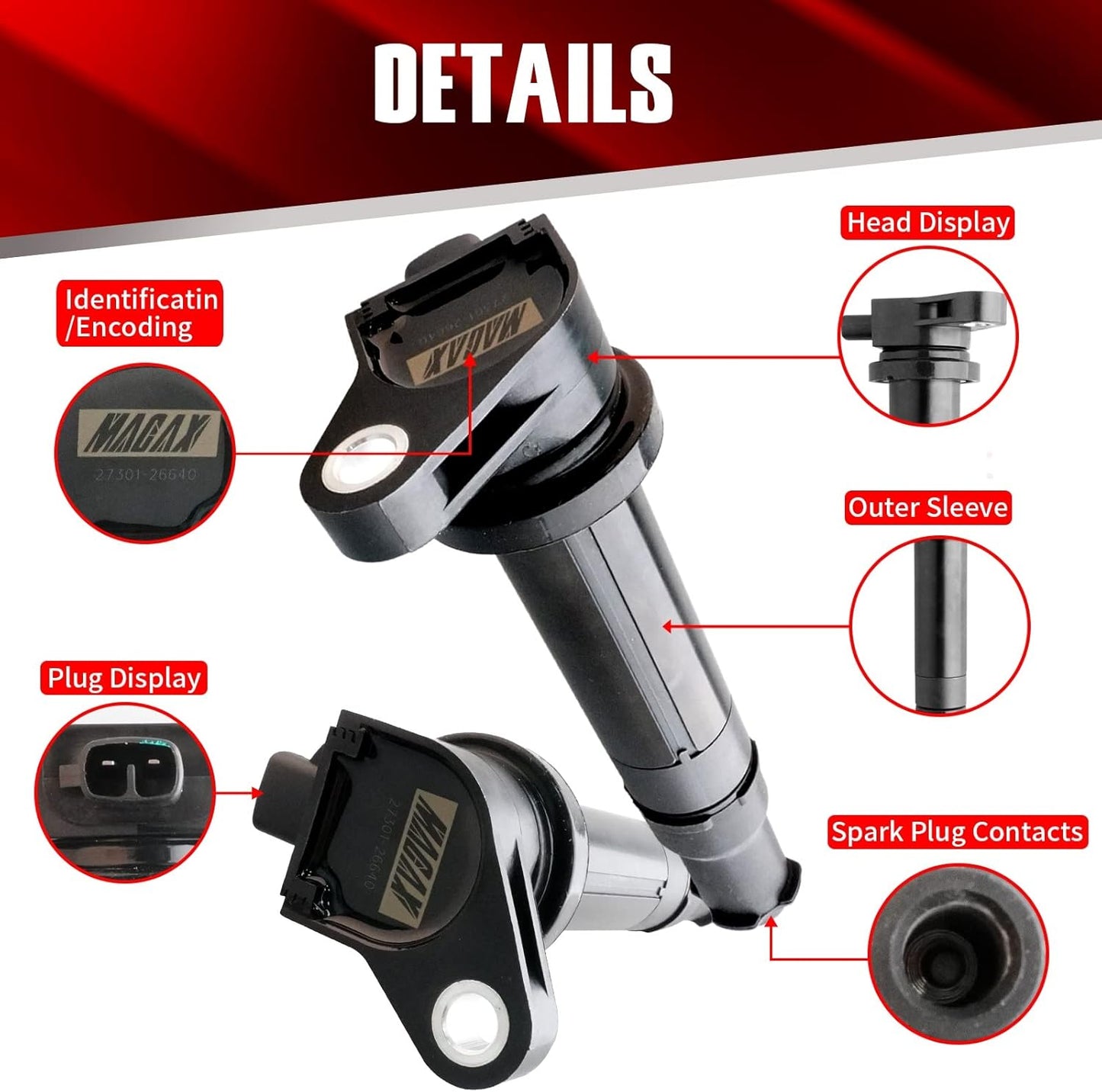 Set of 4 Ignition Coils UF499 C1543 Compatible with Hyundai Kia Dodge 2006 2007 2008 2009 2010 2011 Accent Rio Rio5 Attitude - L4 1.6L