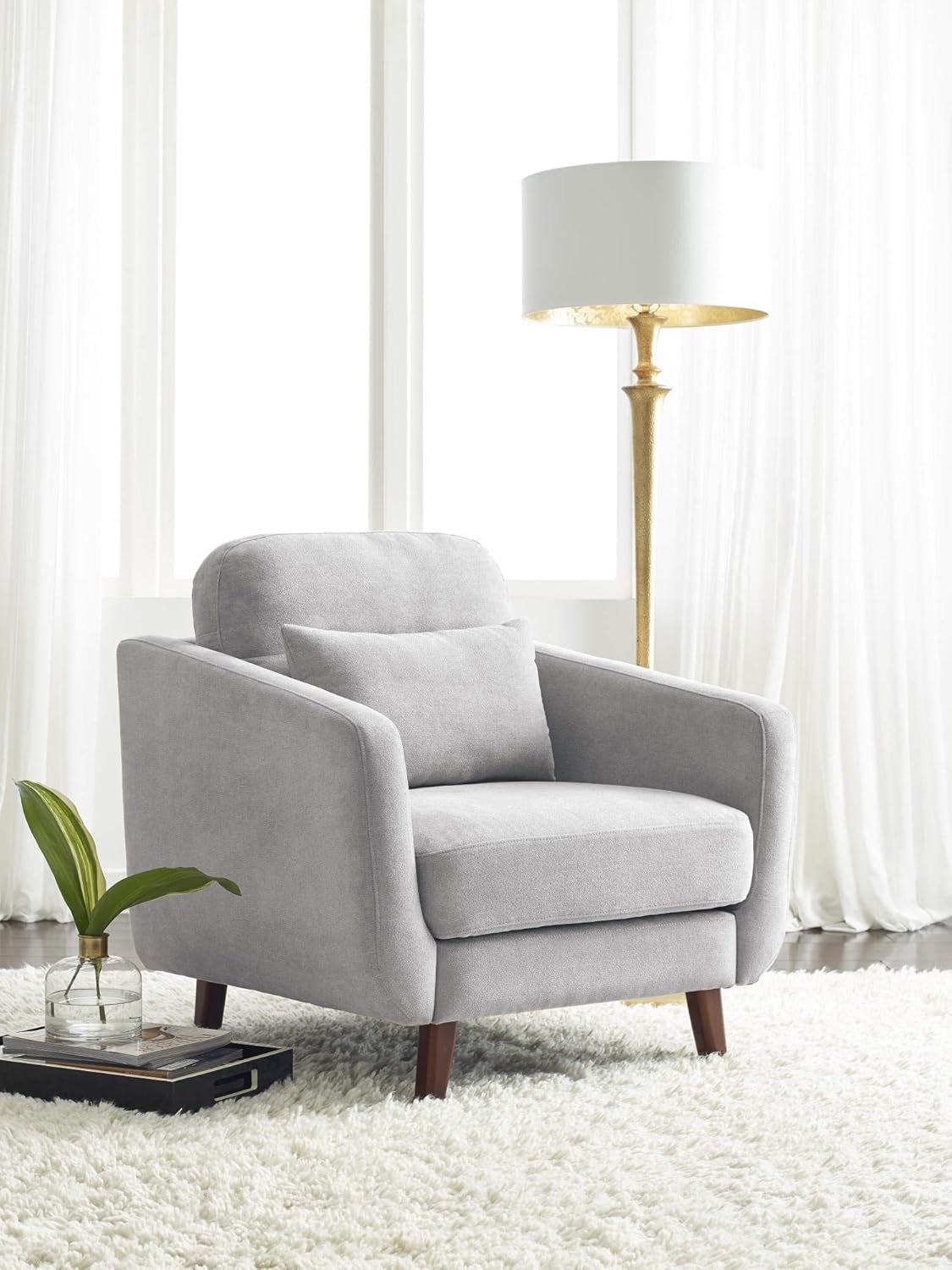 Serta Sierra Living Room Sofas Modern Design, Microfiber Upholstered Couch Ideal for Smaller Spaces Arm Chair Smoke Gray