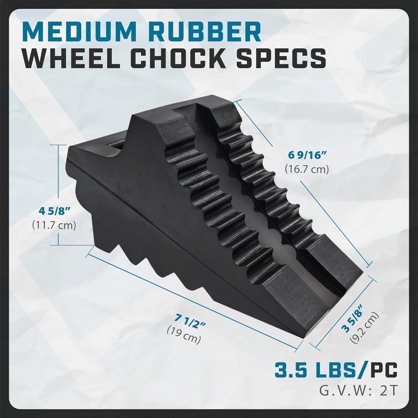 Wheel Chocks for Cars, RVs, Trucks, Trailers, and Vehicles G.V.W. up to 8T, 4 Pack - Anti Slip Bottom Tire Chock for All Weather Use - RV, Travel Trailer, Pop Up Camper Accessory