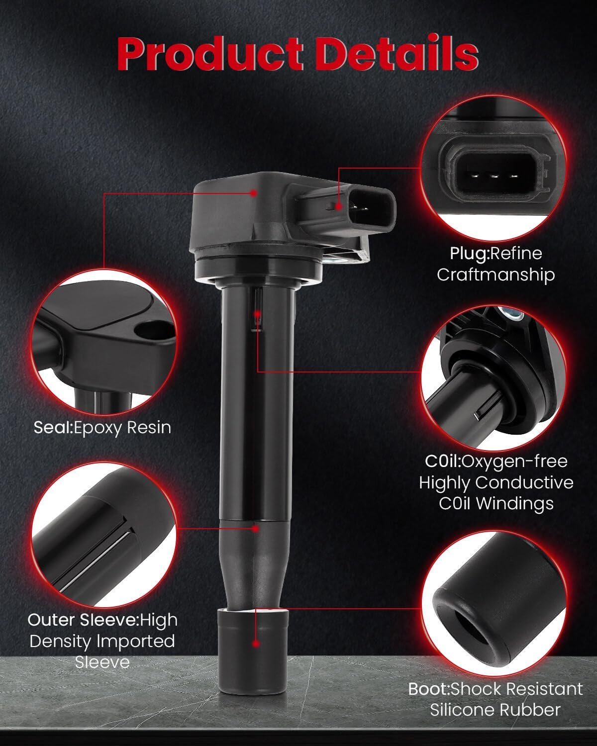 cciyu Pack of 6 Ignition Coils compatible for Honda for Accord Odyssey for Acura CL TL RL Vue 3.0L 3.2L 3.5L V6 C1221 UF242 UF-242 GN10168 C-511 C1462 90919-02247 1999-2010