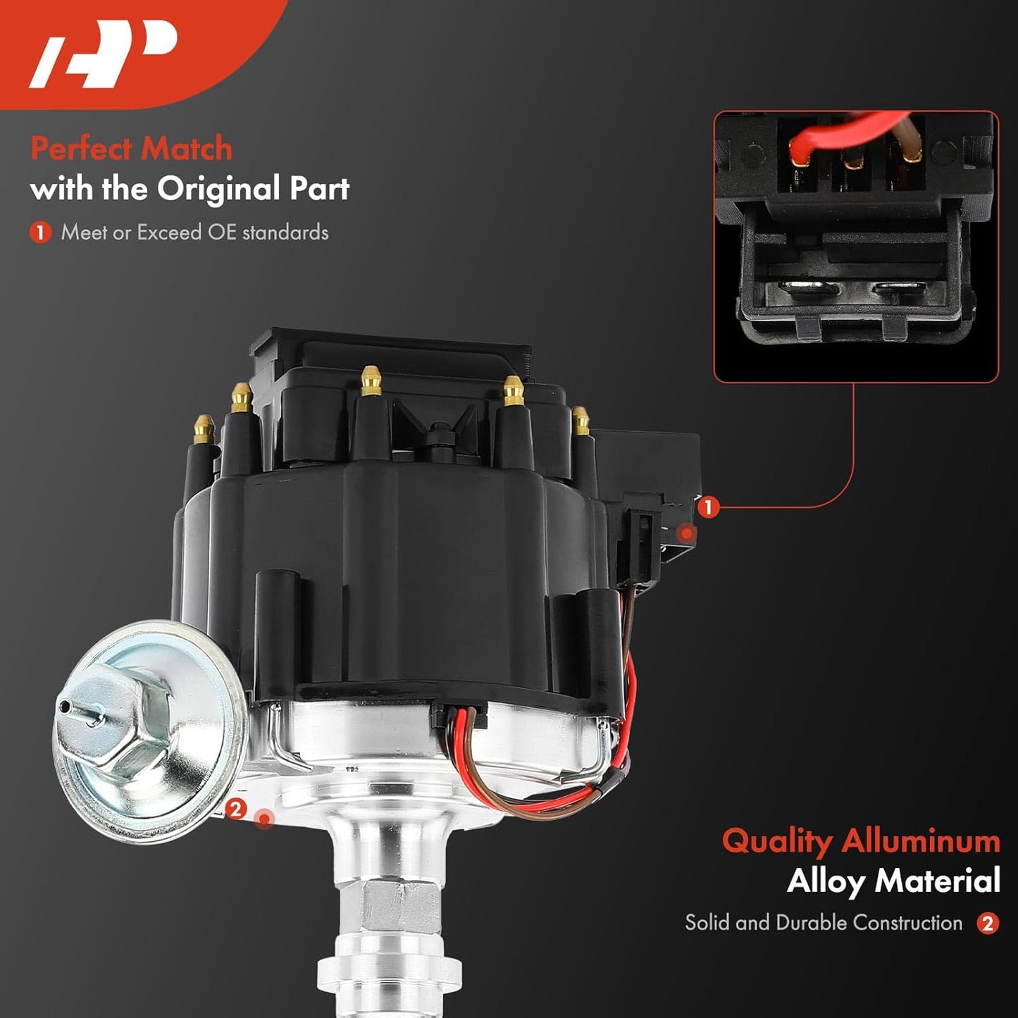 A-Premium Ignition Distributor with Cap and Rotor Compatible with Buick Regal, Century, Skylark & GMC B6000, Brigadier, C15, C15 Suburban, C2500, C35, G1500, G2500, Jimmy, K25, P3500, R3500, V3500