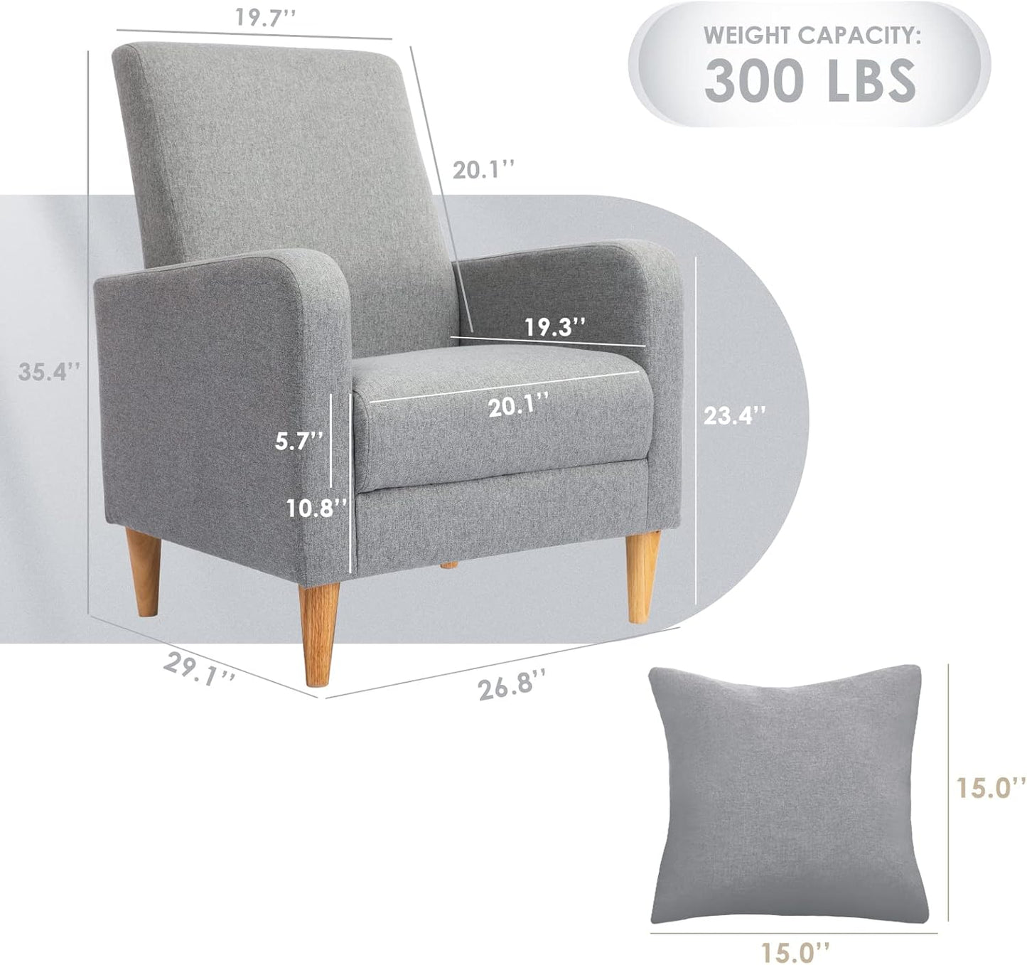 COLAMY B248-Light Grey-2Sets Accent Chair for Living Room, 2pcs, Light Grey