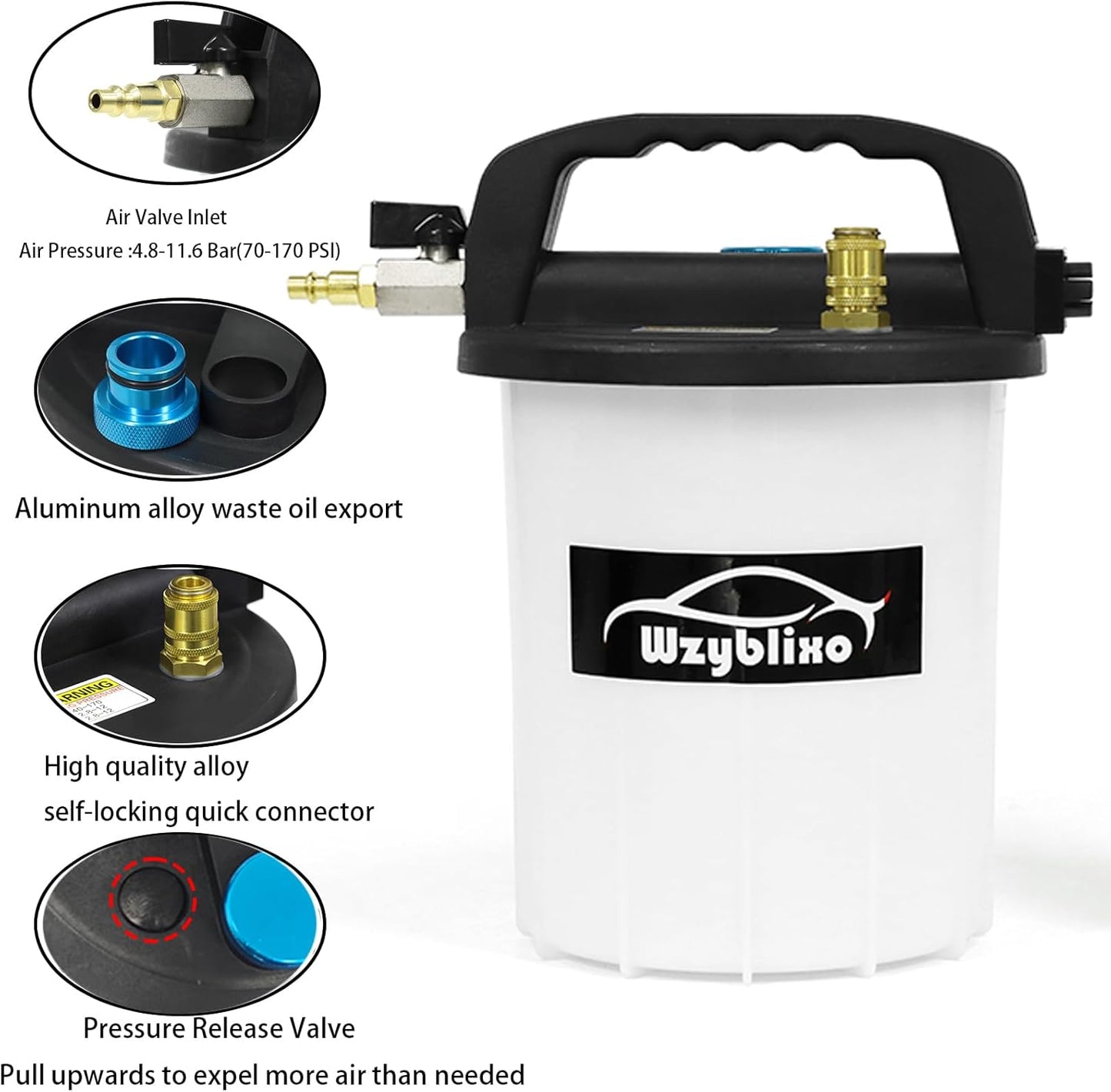 3L Vacuum Brake Bleeder Kit, One Man Pneumatic Brake Fluid and Clutch Bleeding Extractor Tool with Adapters with 1L Refilling Bottle