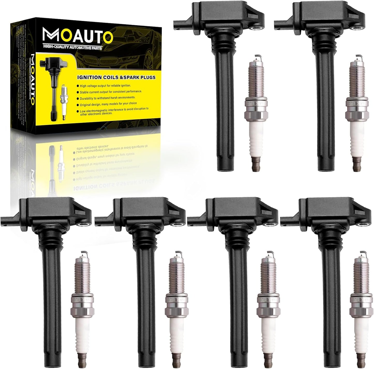 Set of 3 Ignition Coils Pack UF681 1321580003 & 3 PCS Iridium Spark Plugs Compatible with 2005-2015 Smart Fortwo 1.0L 0.8L Electric