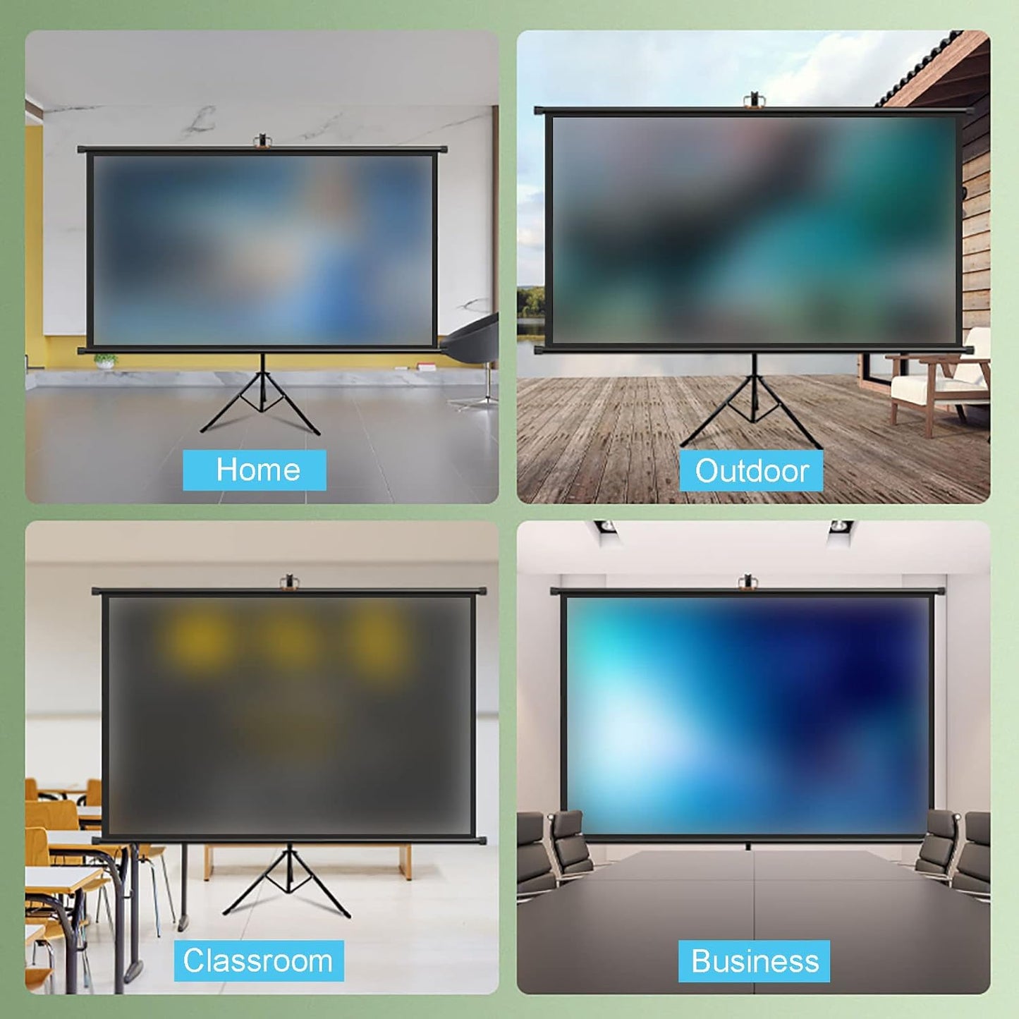 4:3/16:9 HD Projector Screen with Stand, Outdoor Indoor Foldable Projection Movie Screen, Wrinkle-Free Design Projection Screen for Home Theater Presentation Conference (100inch 16:9
