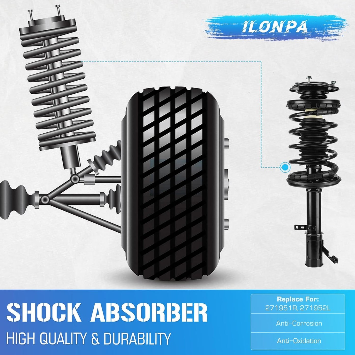 271951R 271952L Front Struts w/Coil Springs for 1993-2002 Toyota Corolla (Sedan ONLY) / 1998-2002 Chevrolet Prizm / 1993-1997 Geo Prizm, Shock Absorbers Assemblies Suspensions 94 95 96 99 00 01