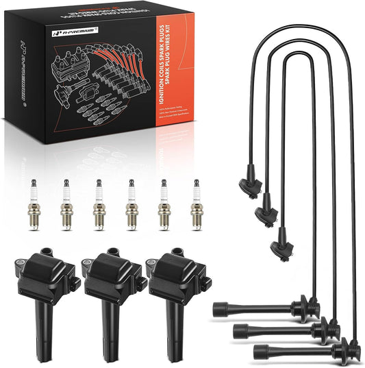 A-Premium 3 Ignition Coils with 3 Wire and 6 Iridium Spark Plugs Compatible with Toyota Camry 1996-2001, Sienna 1998-2000, Avalon 1996-1999, Solara 1999-2003 & Lexus ES300 1996-2001, 3.0L