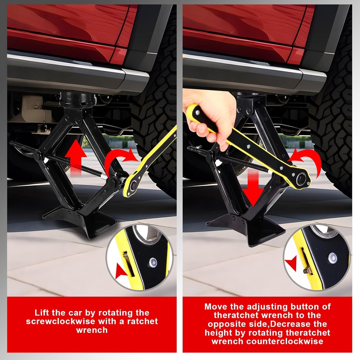 Car Jack Kit 2.5 Ton (5512 lbs),Scissor Jack for Car with Rubber Pad, Equipped with Upgraded Cross Wrench, Portable tire Jack Replacement kit, and SUV MPV car Emergency