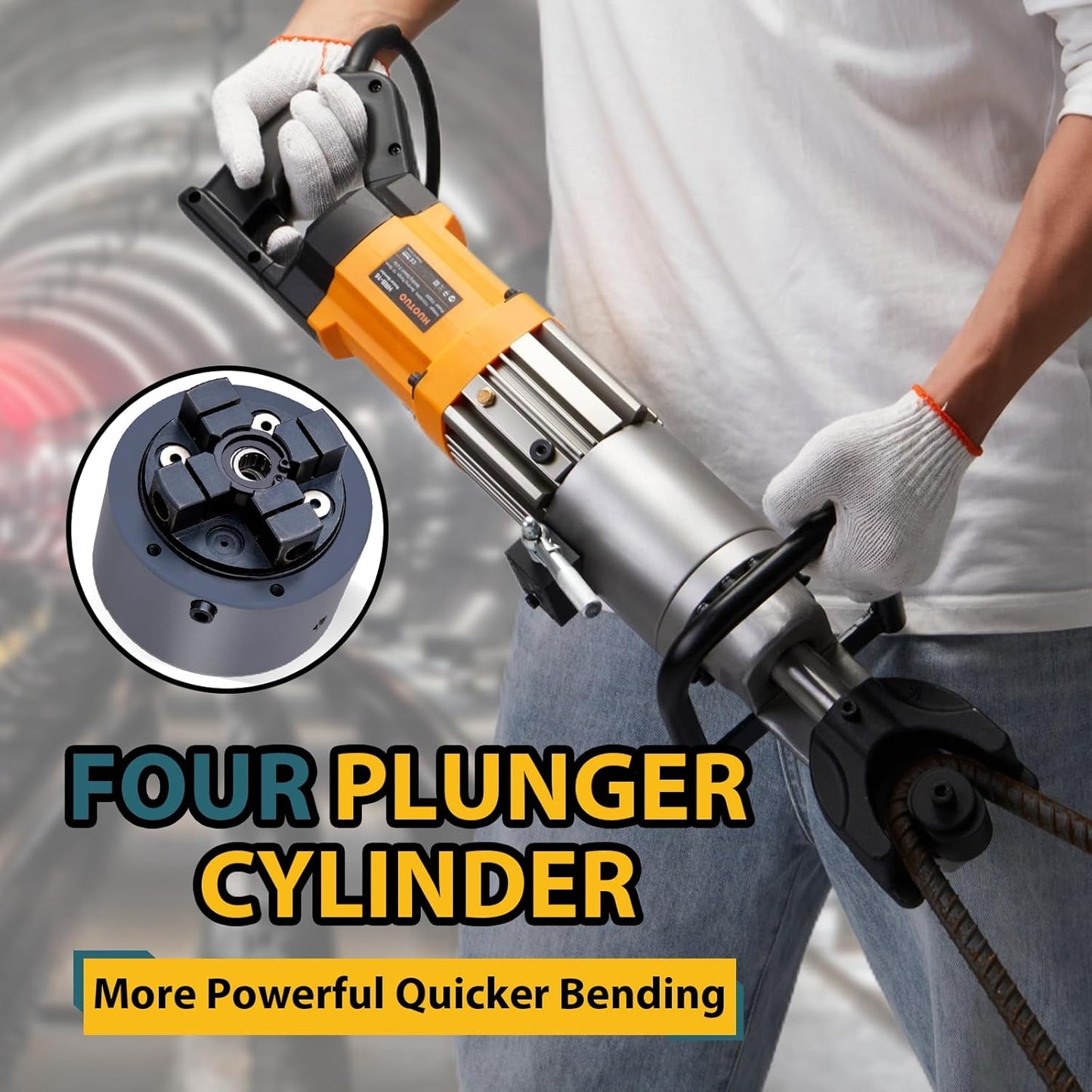 5/8" Electric Hydraulic Rebar Bender 1100W Portable Hydraulic Rebar Bending Machine [TÜV Rheinland North American Certificated] 6-16 mm Rebar within 2-2.5s Easy Bending Rebar Steel Bar HRB16