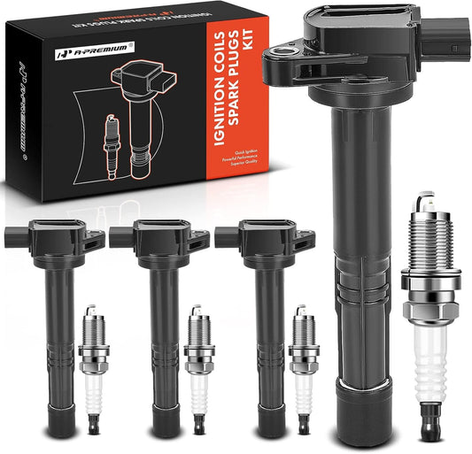 A-Premium Set of 4 Ignition Coil Pack and Iridium Spark Plugs Compatible with Acura TSX 2004 2005 2006 2007 2008 2.4L