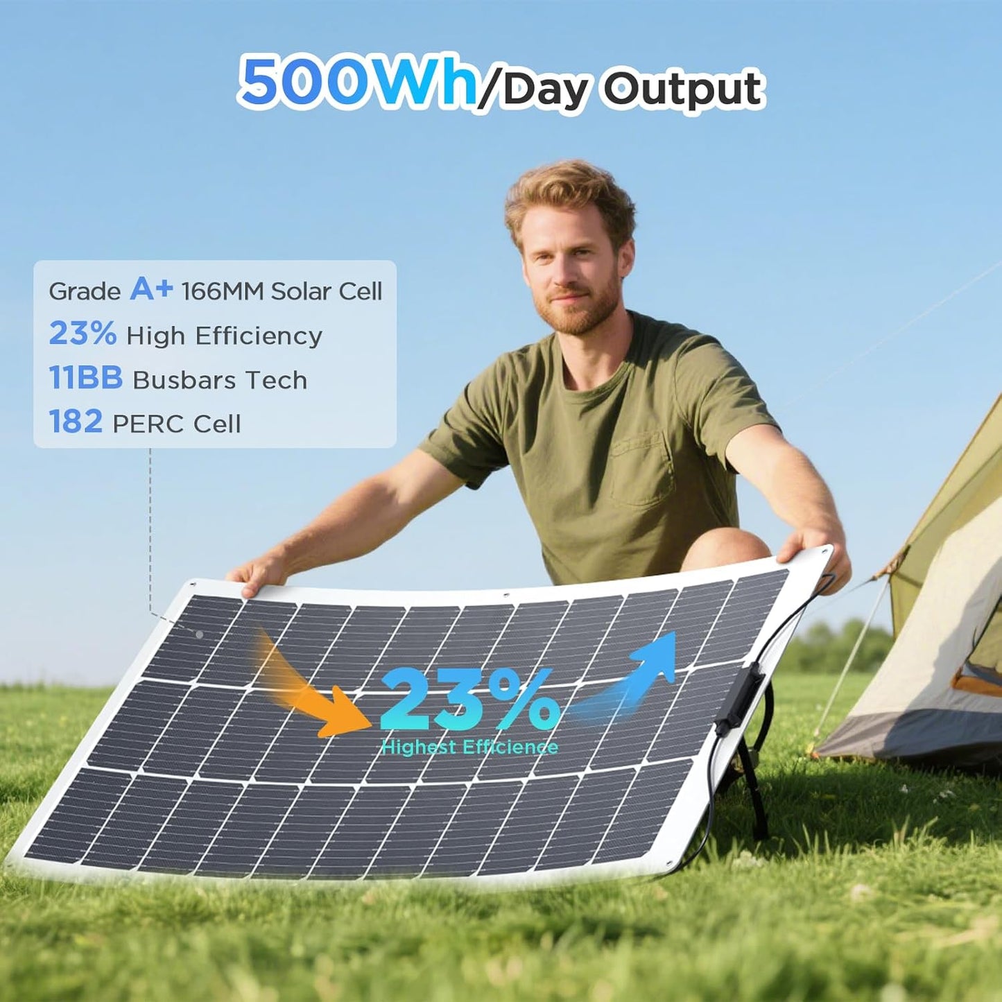 100W Flexible Solar Panel, Ultra Lightweight 100 Watt 12V Portable Solar Panel Kit, Callsun 23% High Efficiency 182 PERC IP68 Waterproof ETFE RV Solar Panels for RV Van Offgrid Living Boat (White)