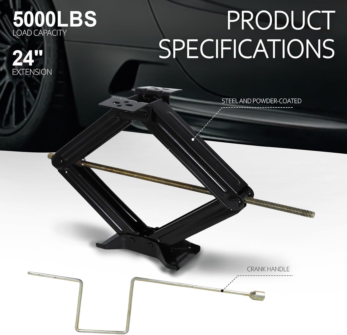 5000 lb Lift 24" RV Stabilizing Scissor Jack, Scissor Lifting Jacks w/Handle for Pop-Up Camper and Travel Trailer -Pack of 2