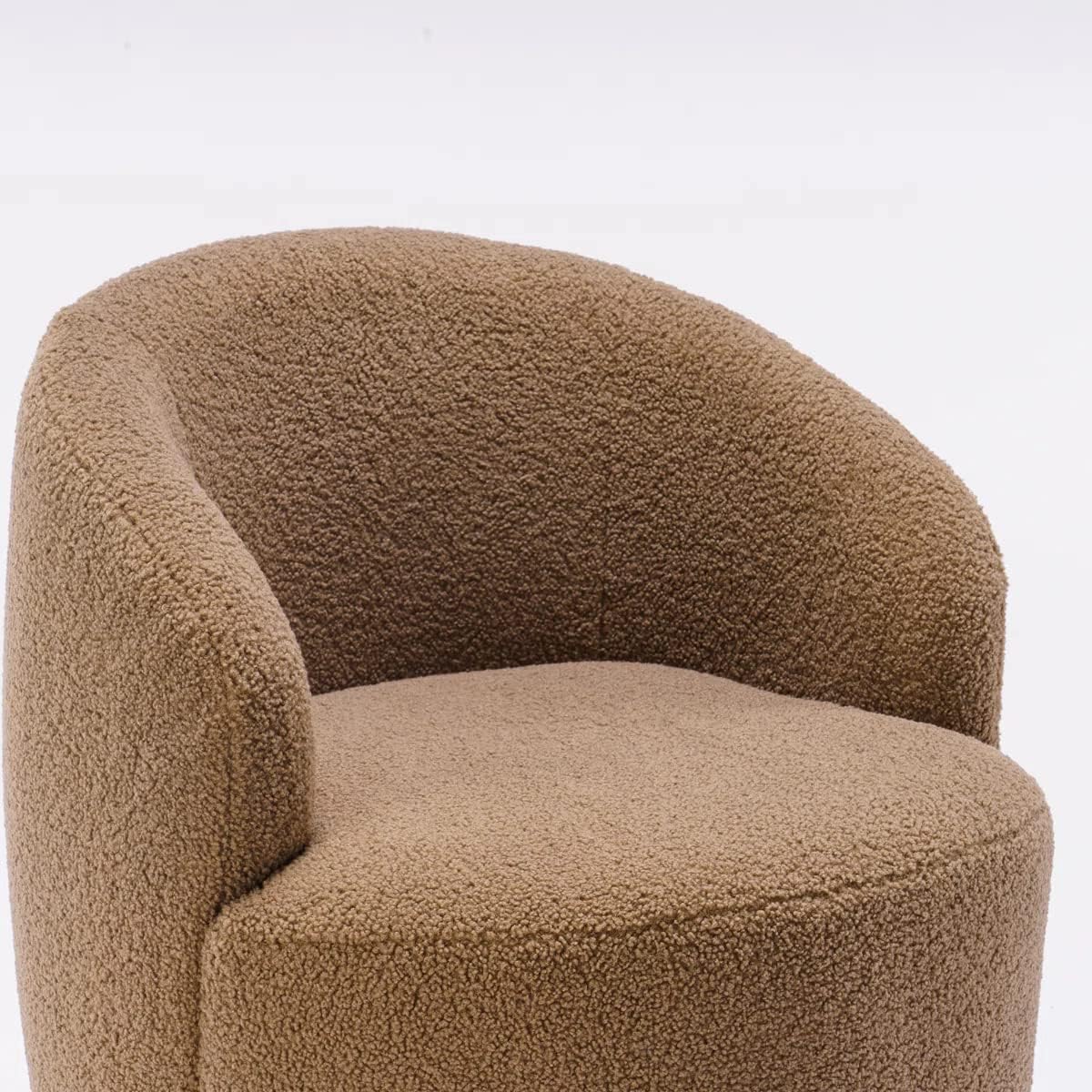 Set of 2 Teddy Fabric Swivel Accent Barrel Chair Armchair Upholstered Cozy Club Leisure Chair Single Sofa Reading Chair for Living Room Bedroom Conversation Areas Small Space (Coffee)