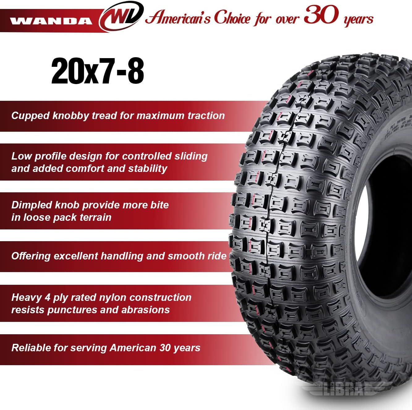 WANDA Set 2 ATV tires 20x7-8 20x7x8 4PR