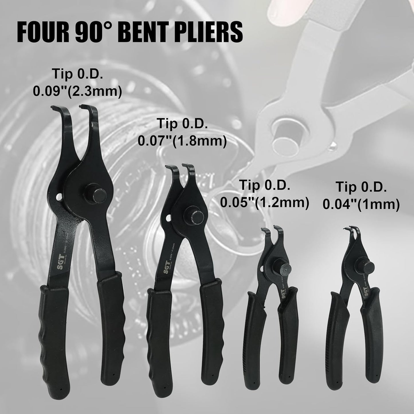 SGT 14pc Snap Ring Pliers Set,Internal & External Circlip Pliers with 45 degree,90 degrees and Straight Pliers, Hook & Pick,Heavy Duty Removal Tool with Storage Case & Gloves