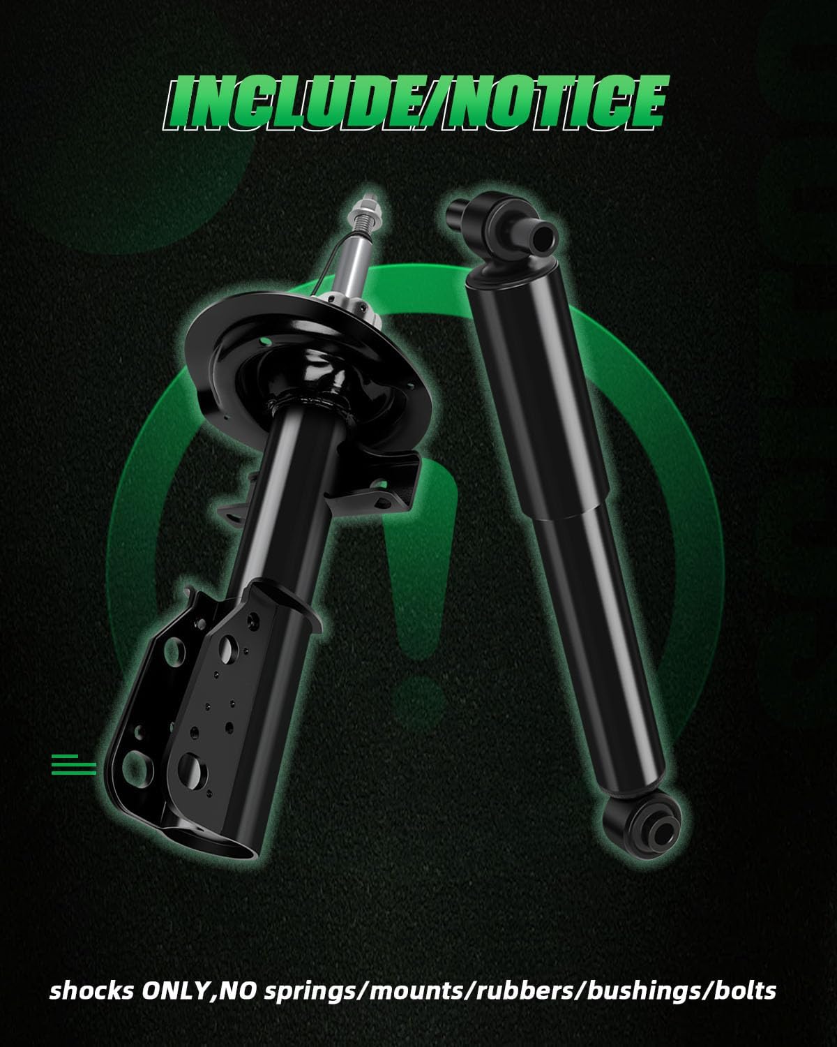 SCITOO Full Set Shocks for Enclave, Shocks Absorbers and Struts Fits 08 09 10 11 12 for Buick Enclave,09 10 11 12 for Chevy Traverse,07 08 09 10 11 for GMC Acadia,07 08 09 for Saturn Outlook