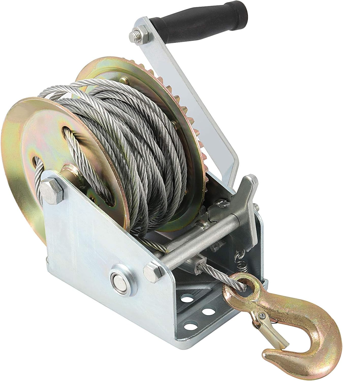 ZOENHOU 1600lbs Capacity Heavy Duty Hand Winch with 49FT / 15m Steel Cable, Hand Crank Winch, Boat Trailer Winch Manual Winch with Hook and Gear Grease, for Pulling Boat Trailer Truck